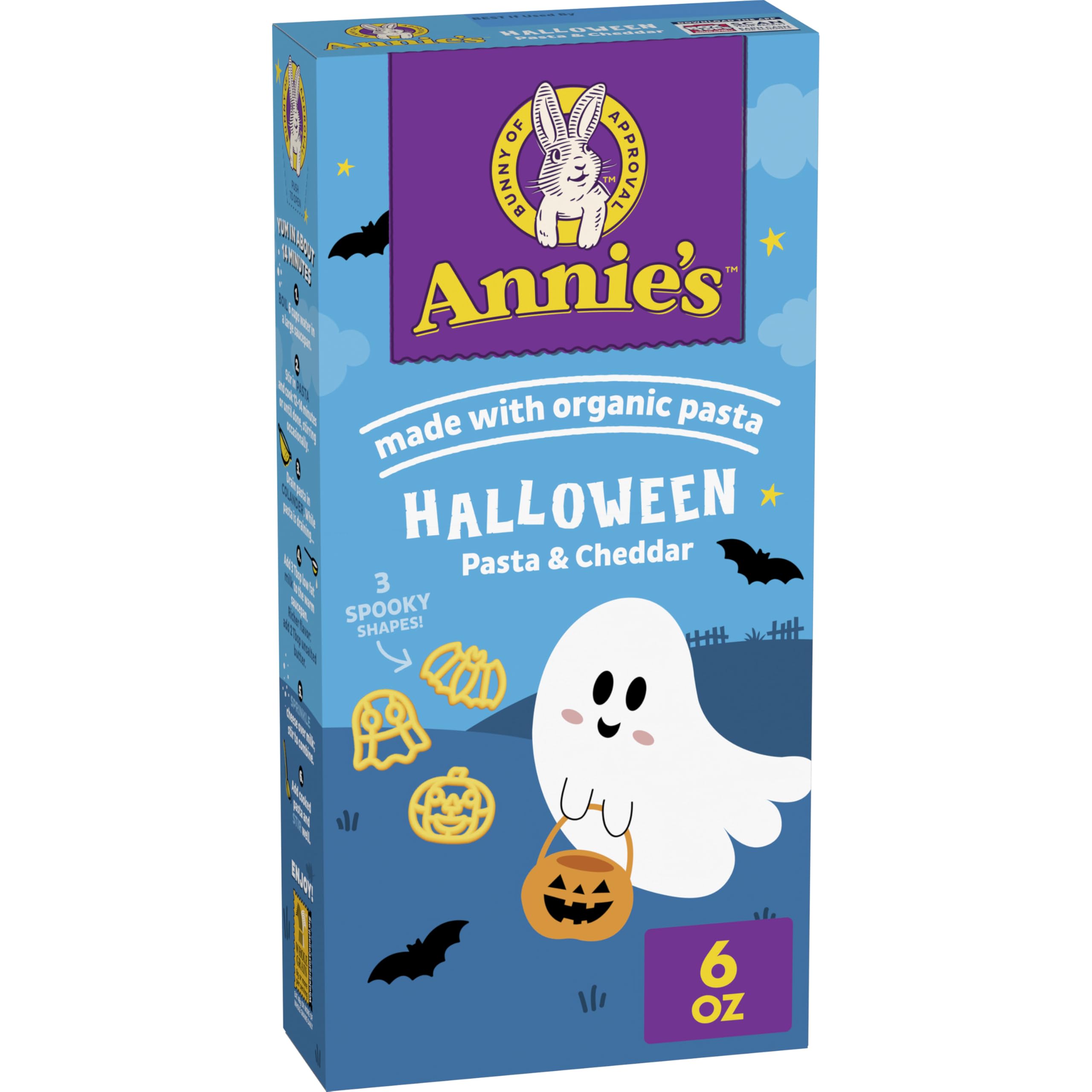 Annie's Halloween Shapes Pasta and Cheddar, Kids Mac and Cheese, Made with Organic Pasta, 6 oz