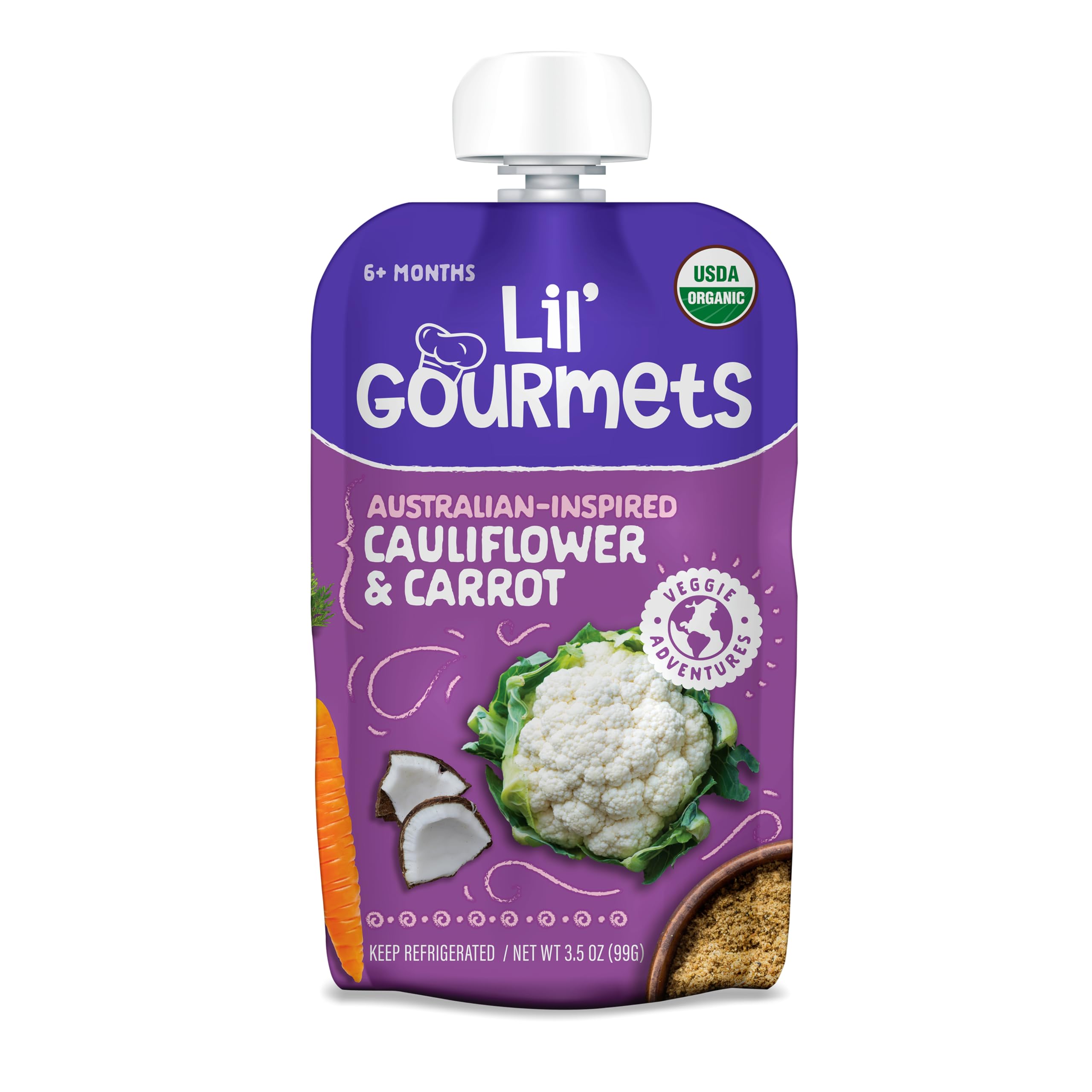 Lil' Gourmets Organic Australian-Inspired Cauliflower & Carrot, 3.5 OZ