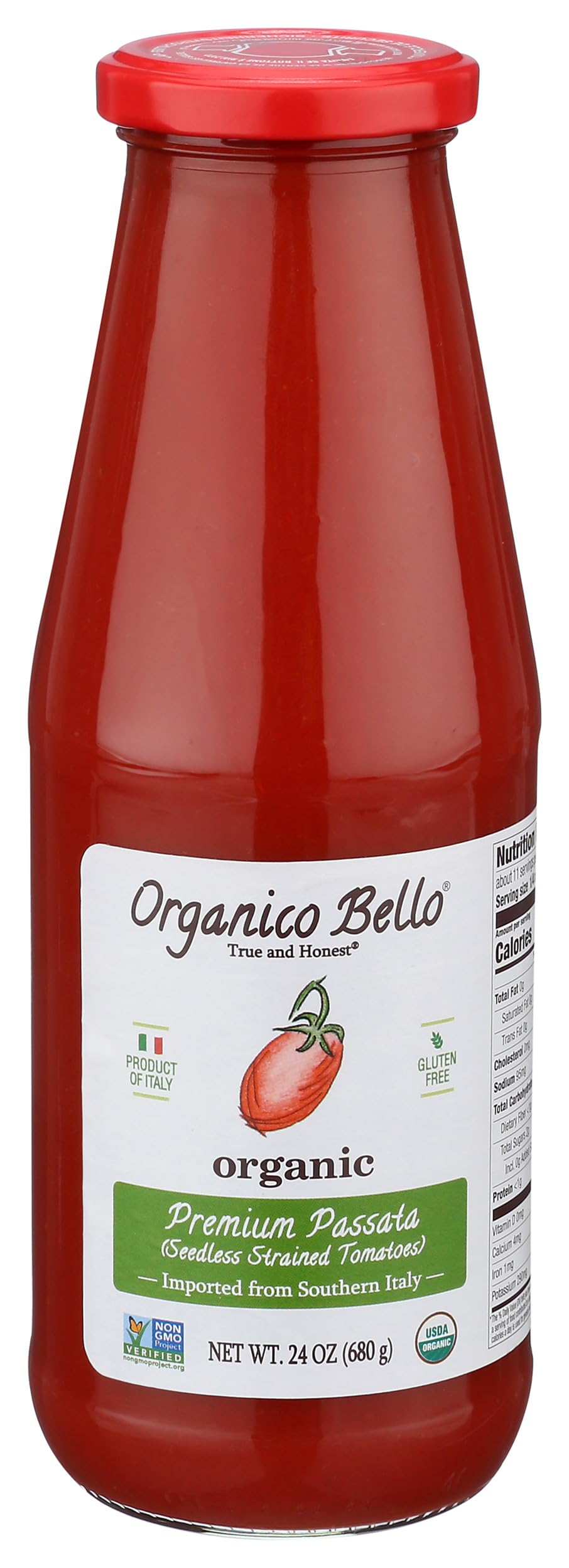 Organico Bello Organic Strained Passata Tomatoes, 24 OZ