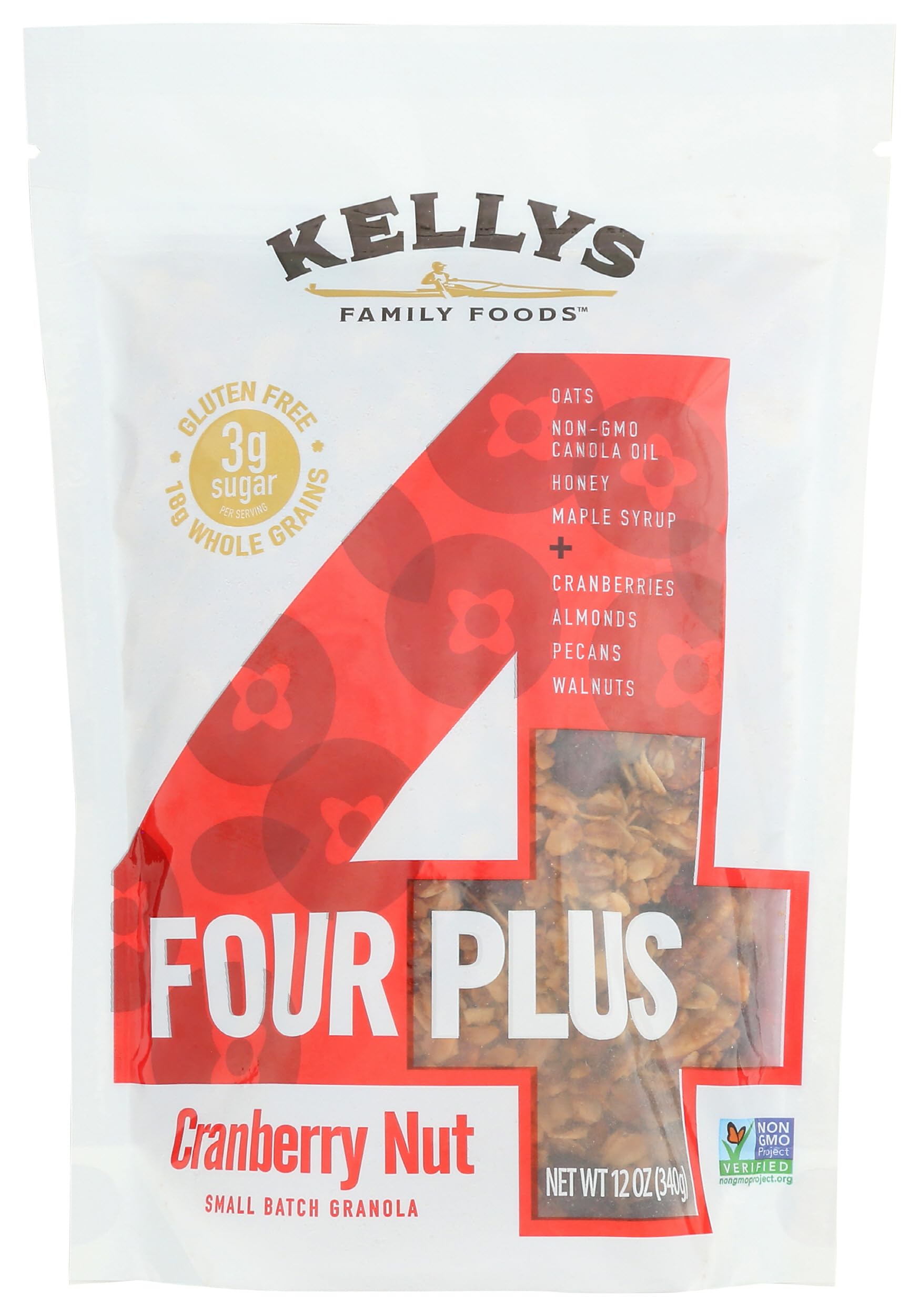 Kellys Four Plus Granola Cranberry Nut Granola, 12 OZ