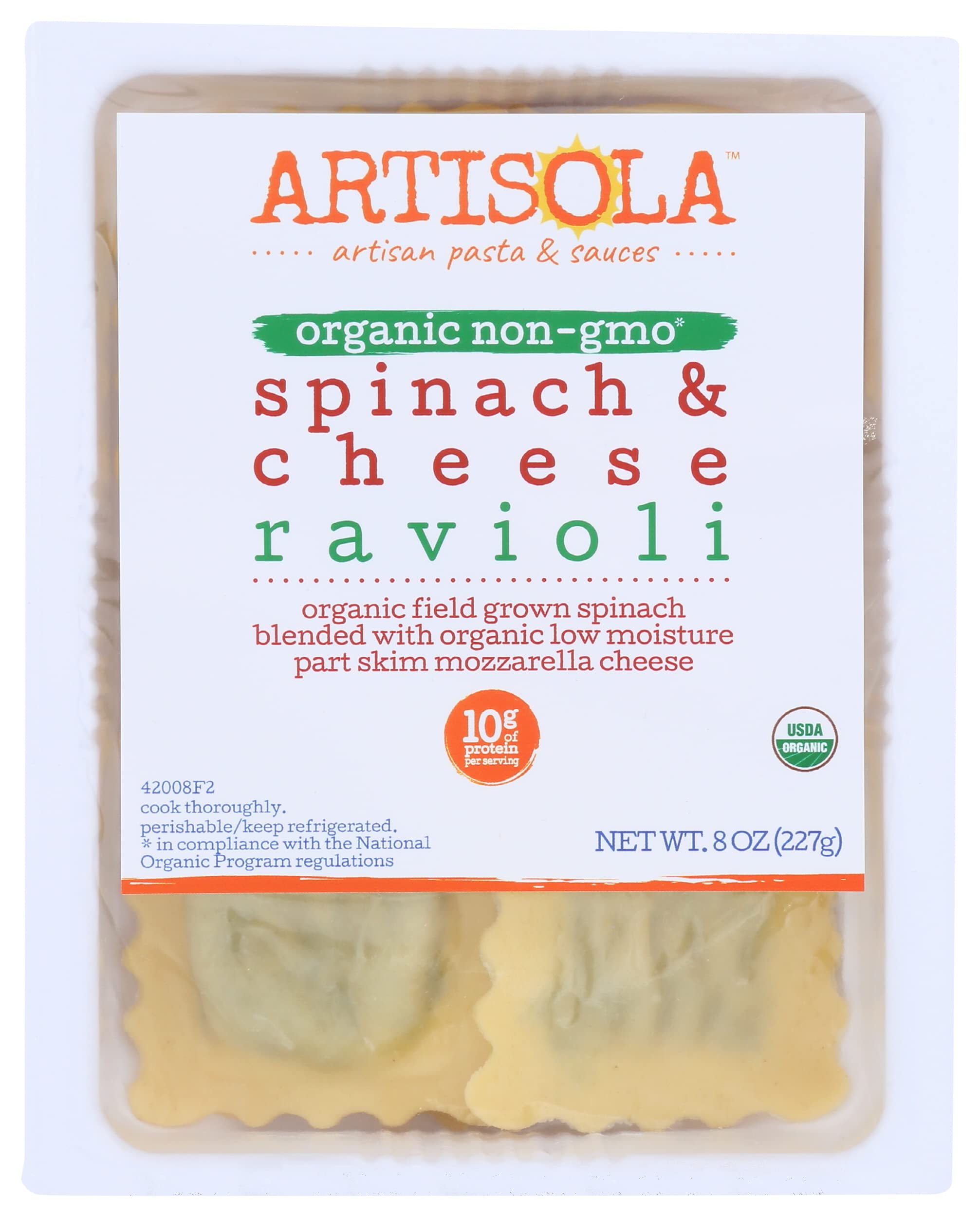 Ravioli Spinach And Cheese Organic, 8 Ounce