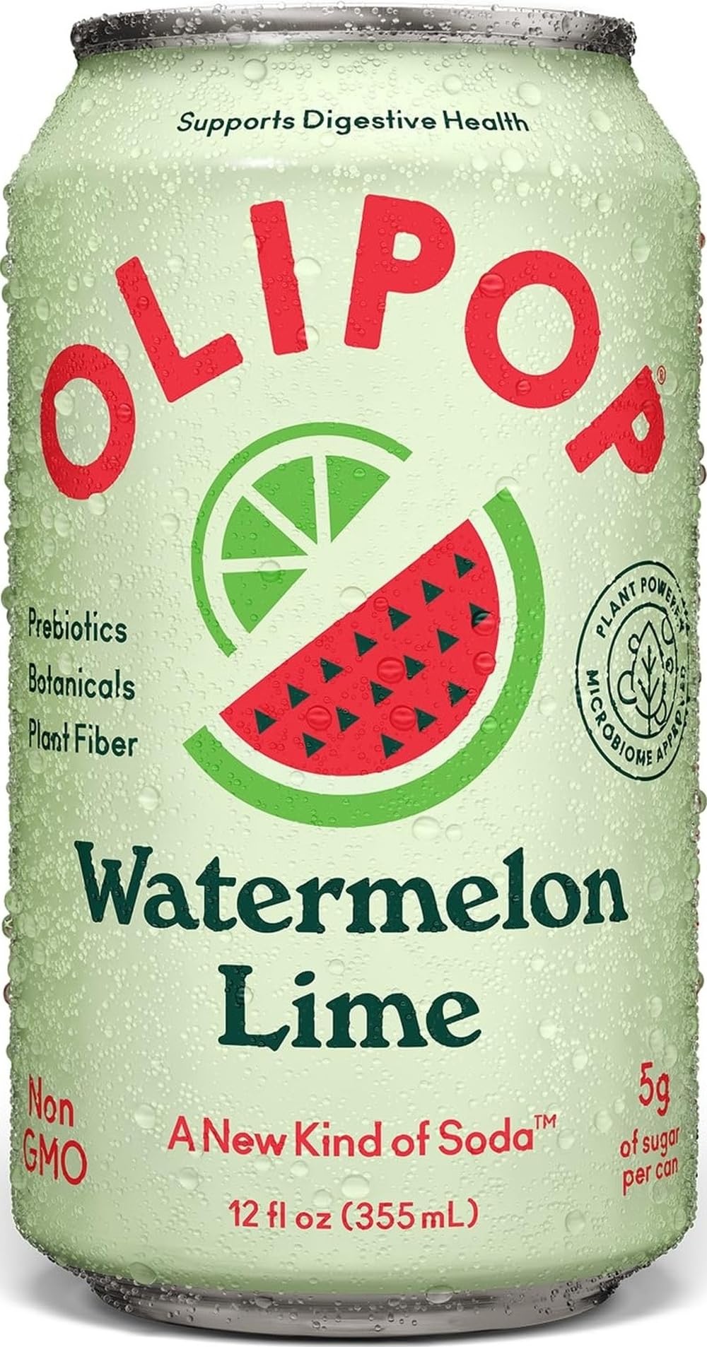 OLIPOP Watermelon Lime Prebiotic Soda, 12 FZ