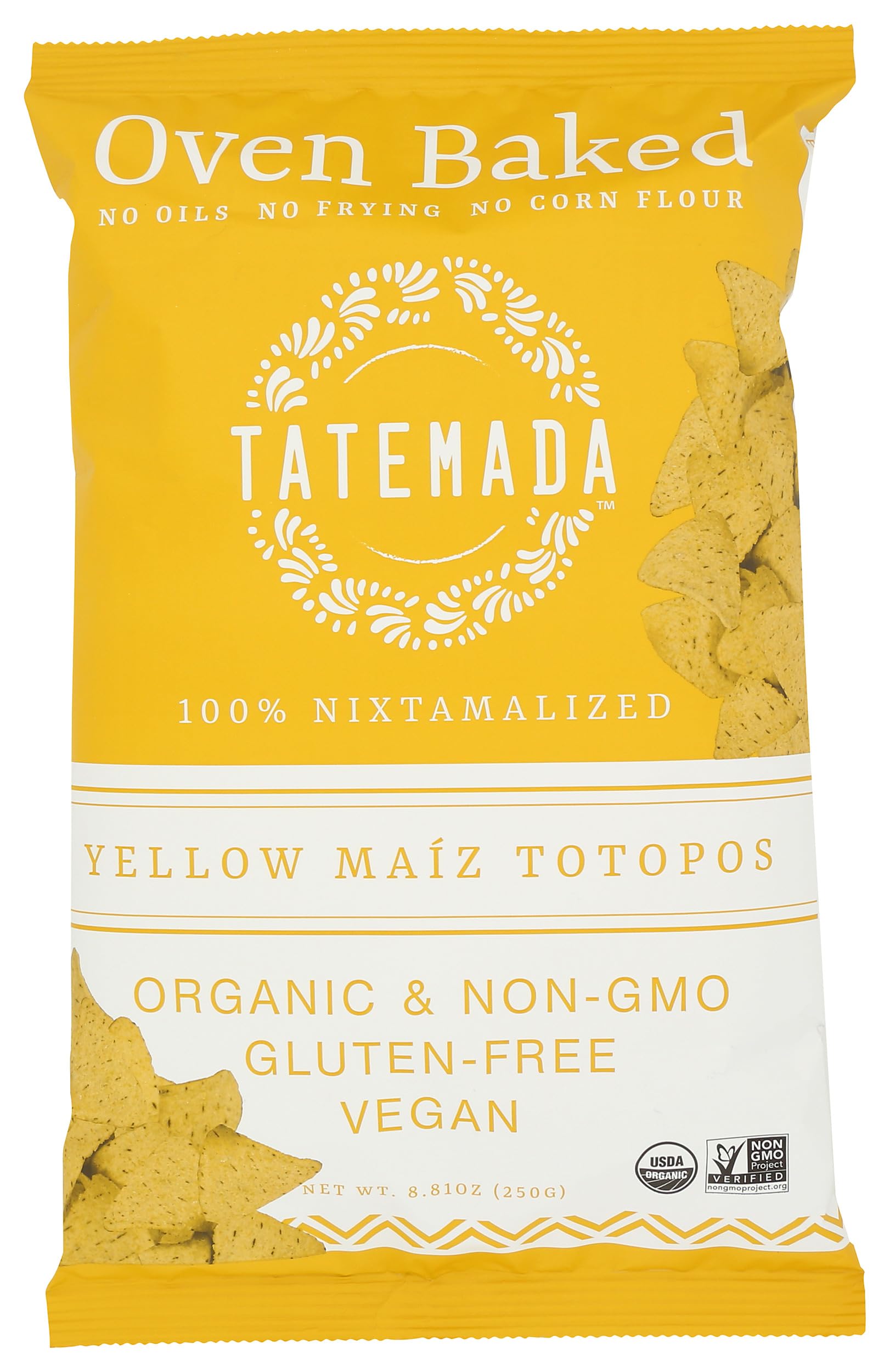 Tatemada Organic Yellow Maíz Totopos, 8.81 OZ (6 pack)