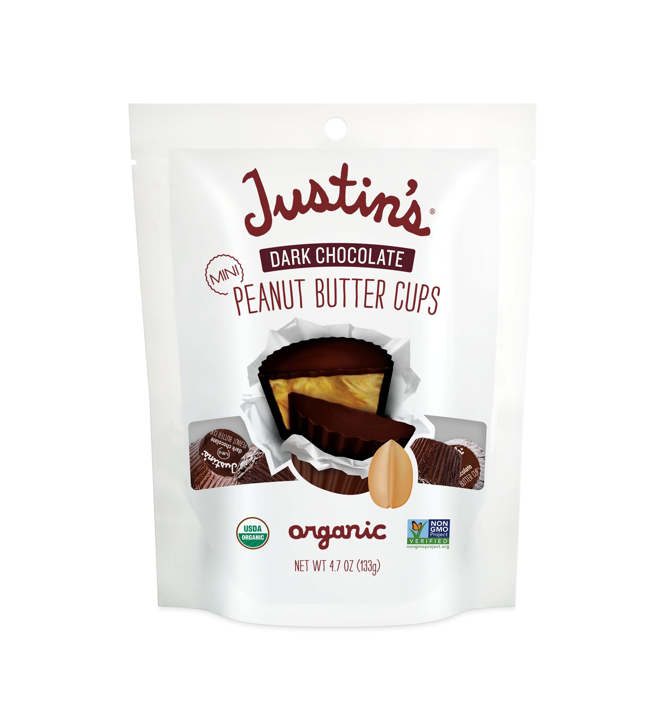 Justin's, Peanut Butter Cups Dark Chocolate Mini Organic, 4.7 Ounce