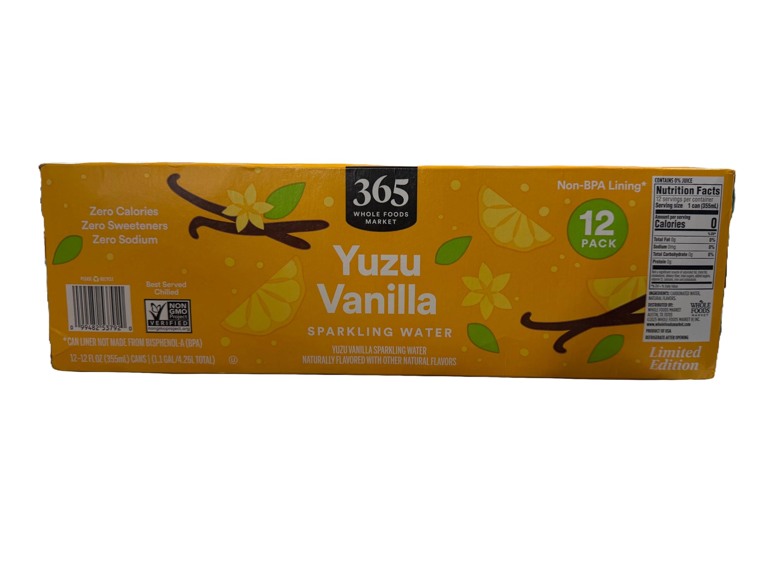 365 by Whole Foods Market Yuzu Vanilla Sparkling Water 12pk, 12 FZ