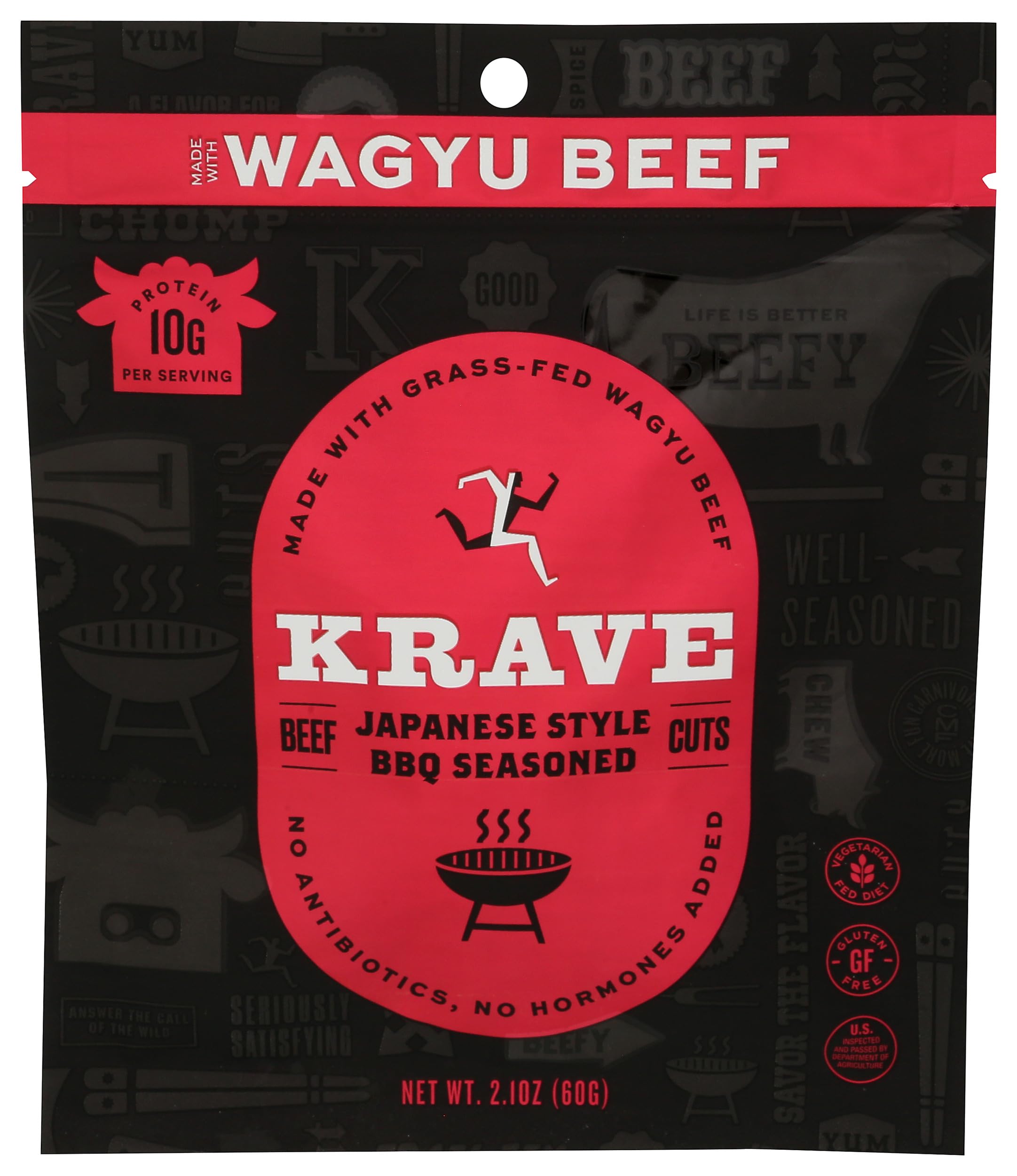 Krave Jerky, Jerky Beef Wagyu Japanese Barbecue, 2.1 Ounce