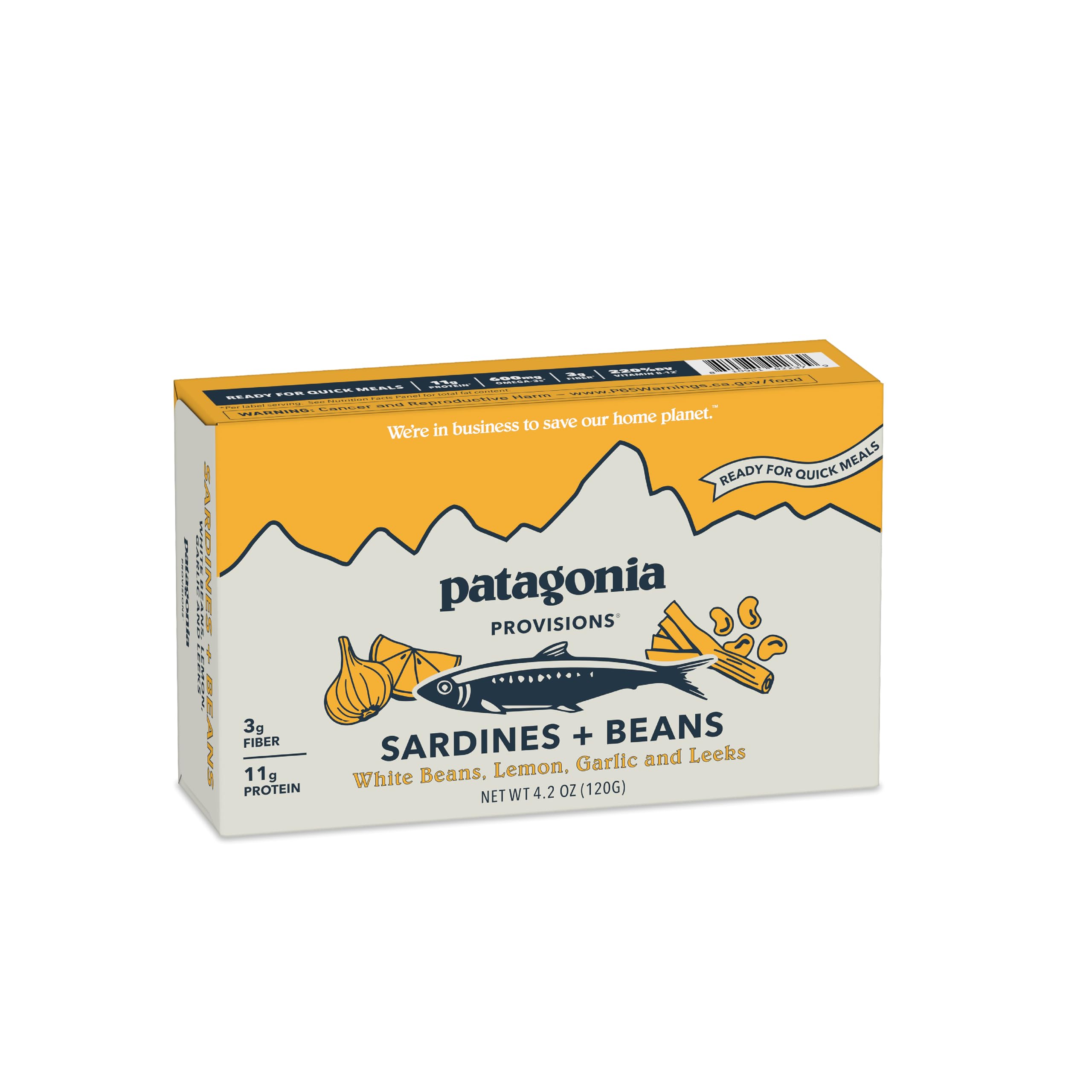 Patagonia Provisions Sardines & Beans | White Beans, Lemon, Garlic, and Leeks | Pack of 1