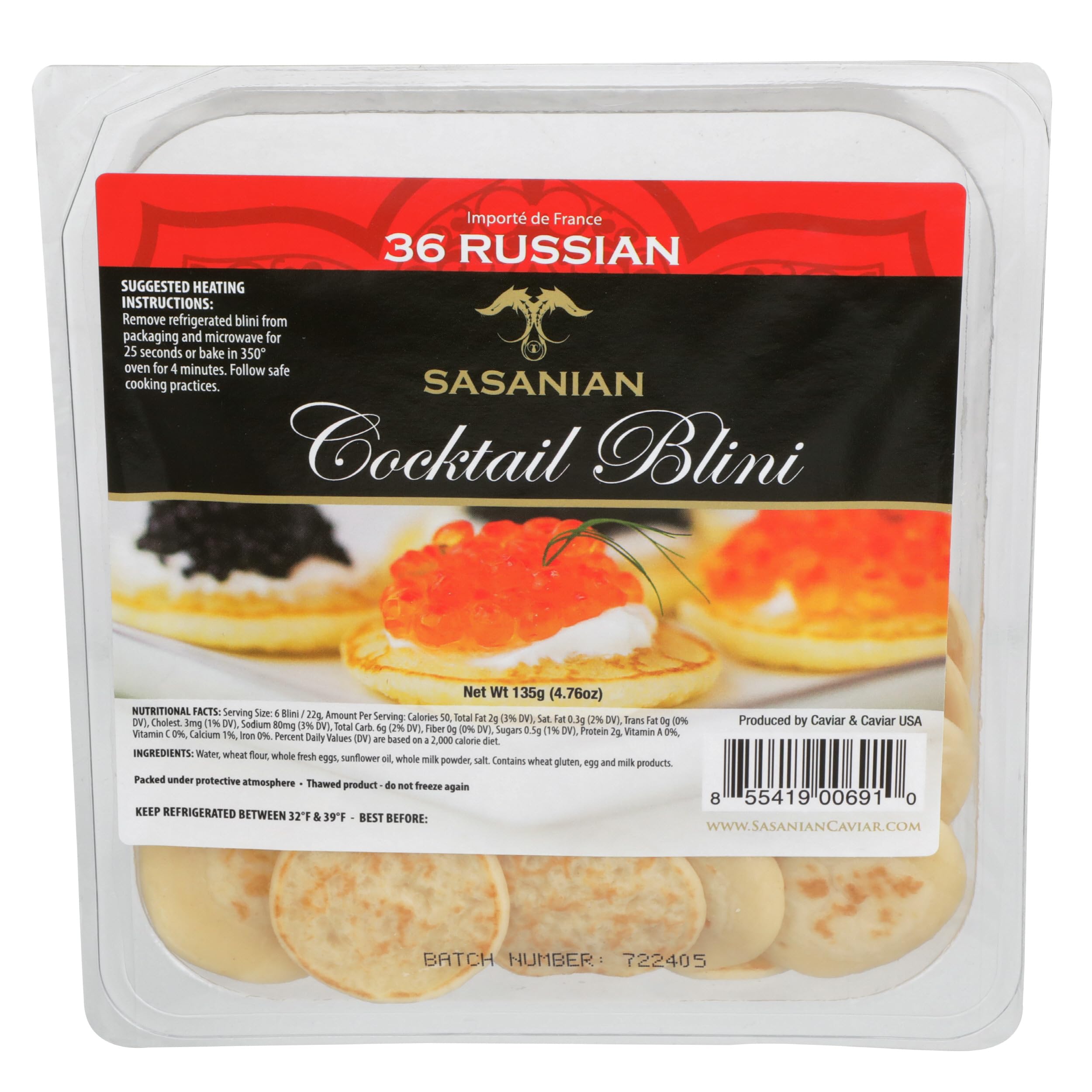 Sasanian Caviar, Russian Cocktail Blini, 36 Count