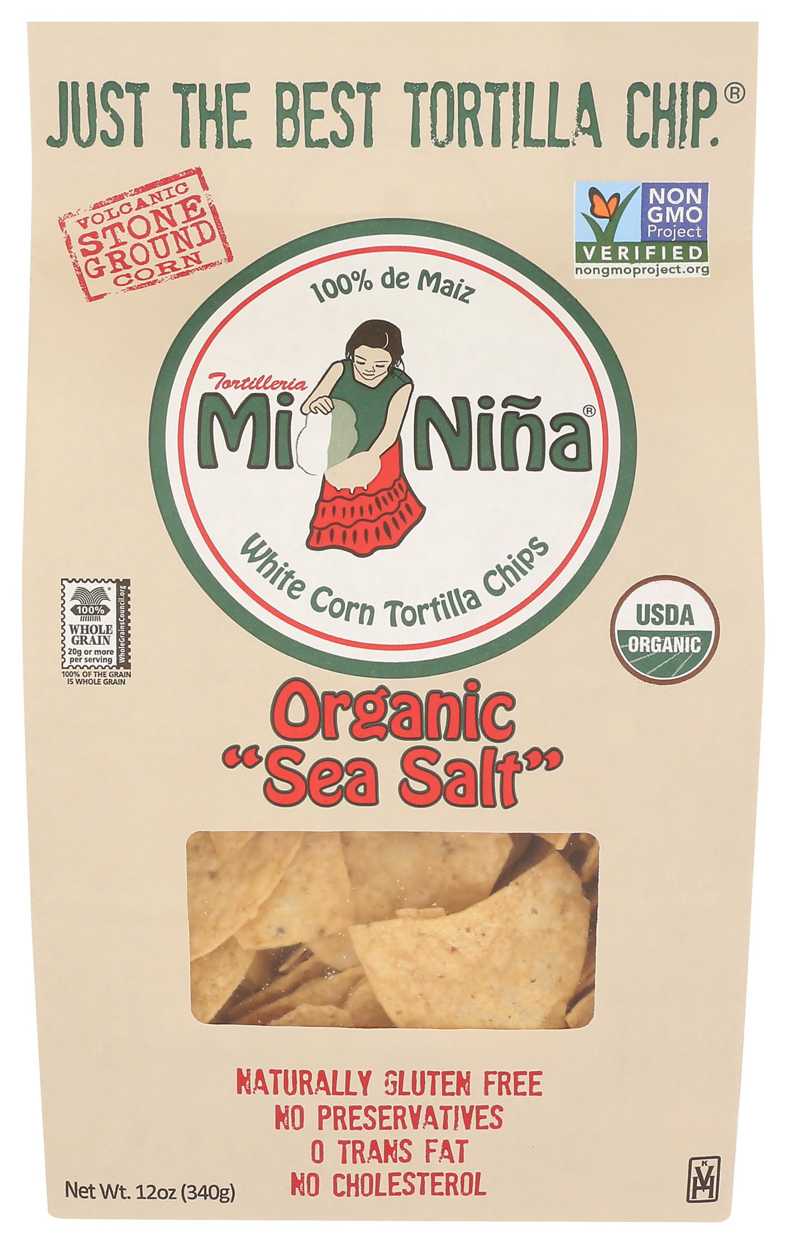 Tortilleria Chip Tortilla White Corn Sea Salt, 12 Ounce