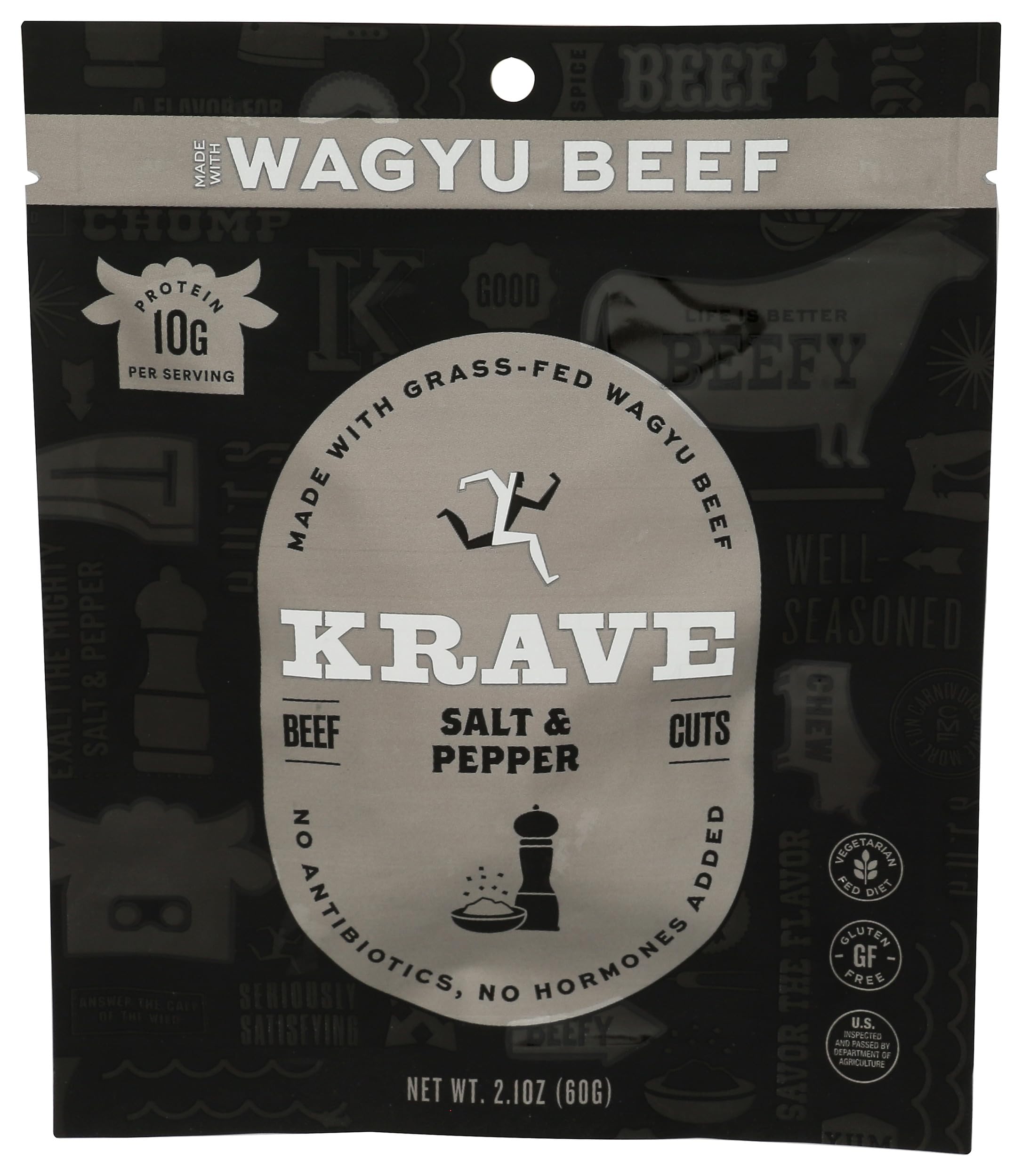 Krave Jerky, Jerky Beef Wagyu Salt And Pepper, 2.1 Ounce