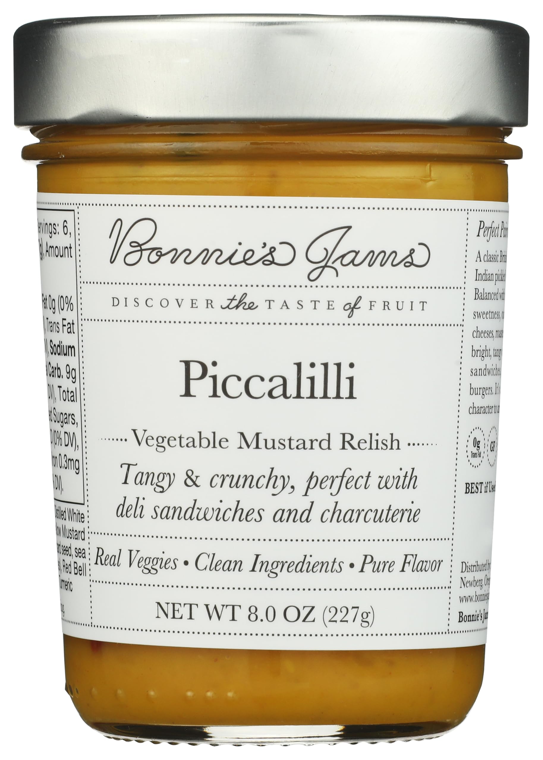 Bonnies Jams Piccalilli Vegetable Mustard Relish, 8.5 OZ