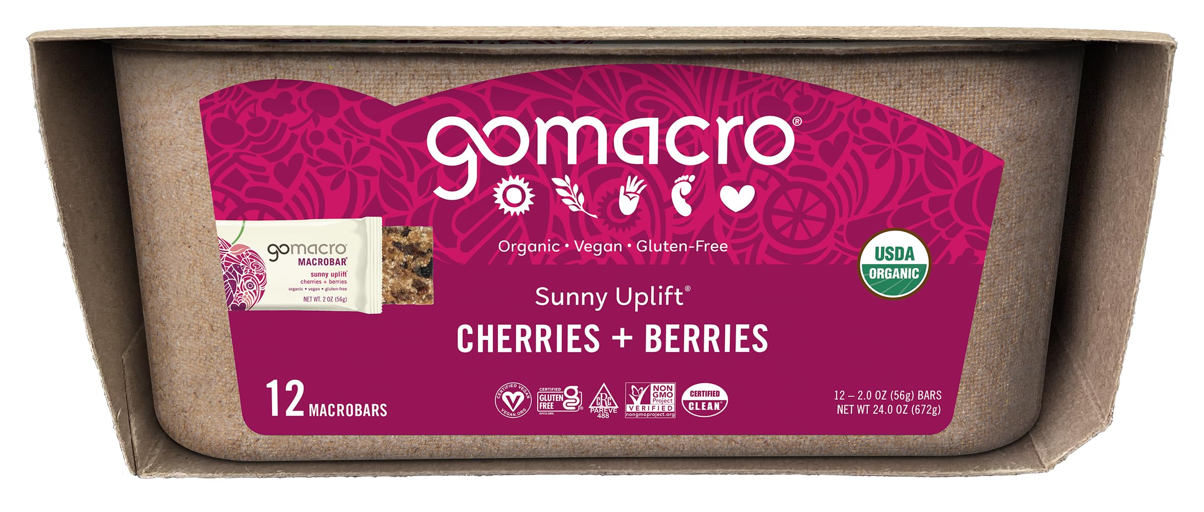 Macrobar Sunny Uplift Cherries + Berries 12/2 Oz (56 Grams) Bar(s)