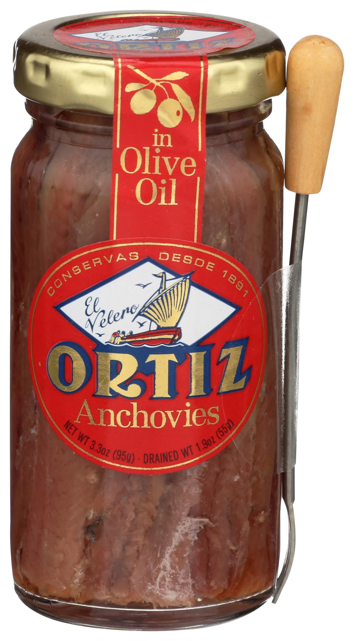 ORTIZ Anchovies in Oil w/ Fork, 3.3 OZ