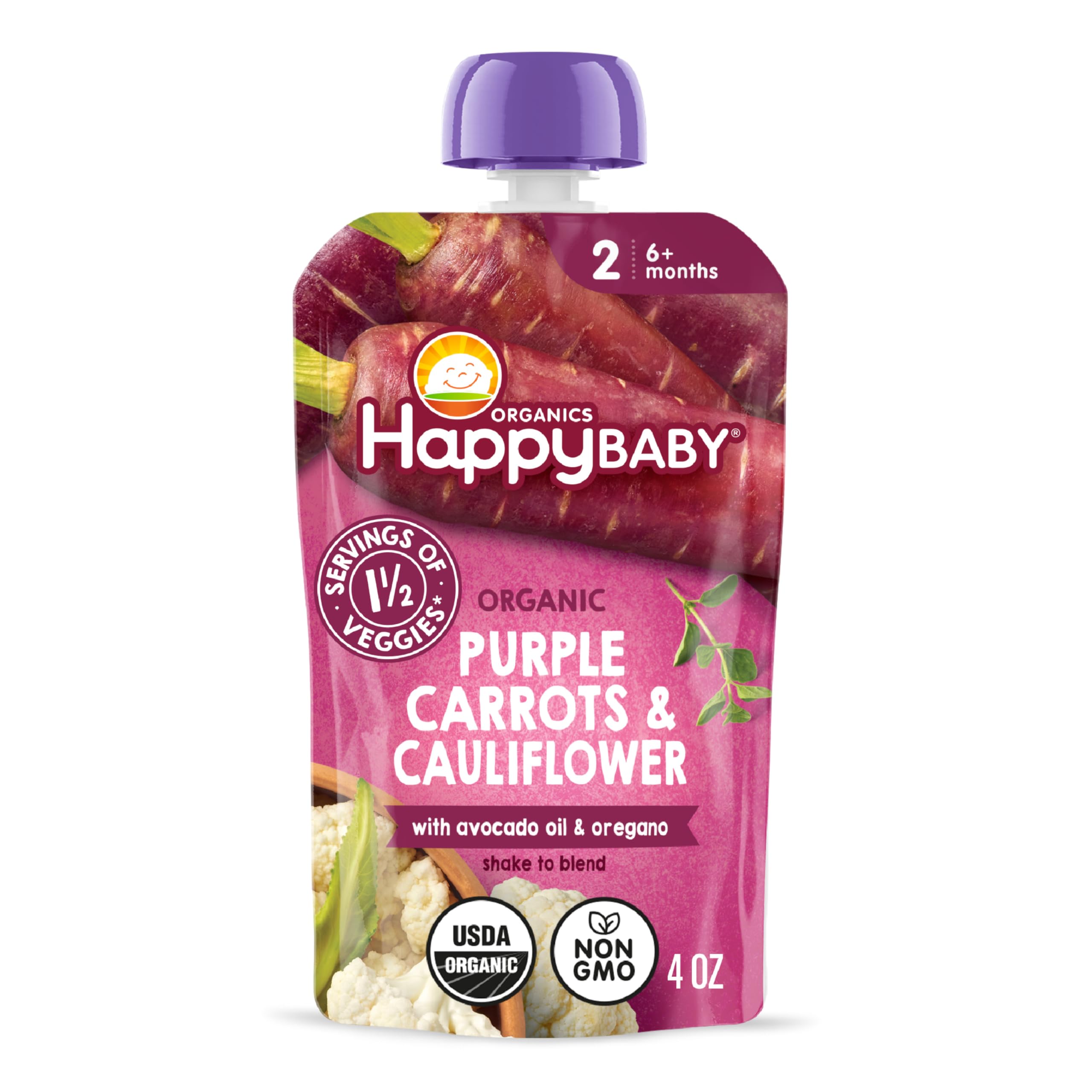 HAPPY BABY Organic Purple Carrots & Cauliflower Baby Food, 4 OZ