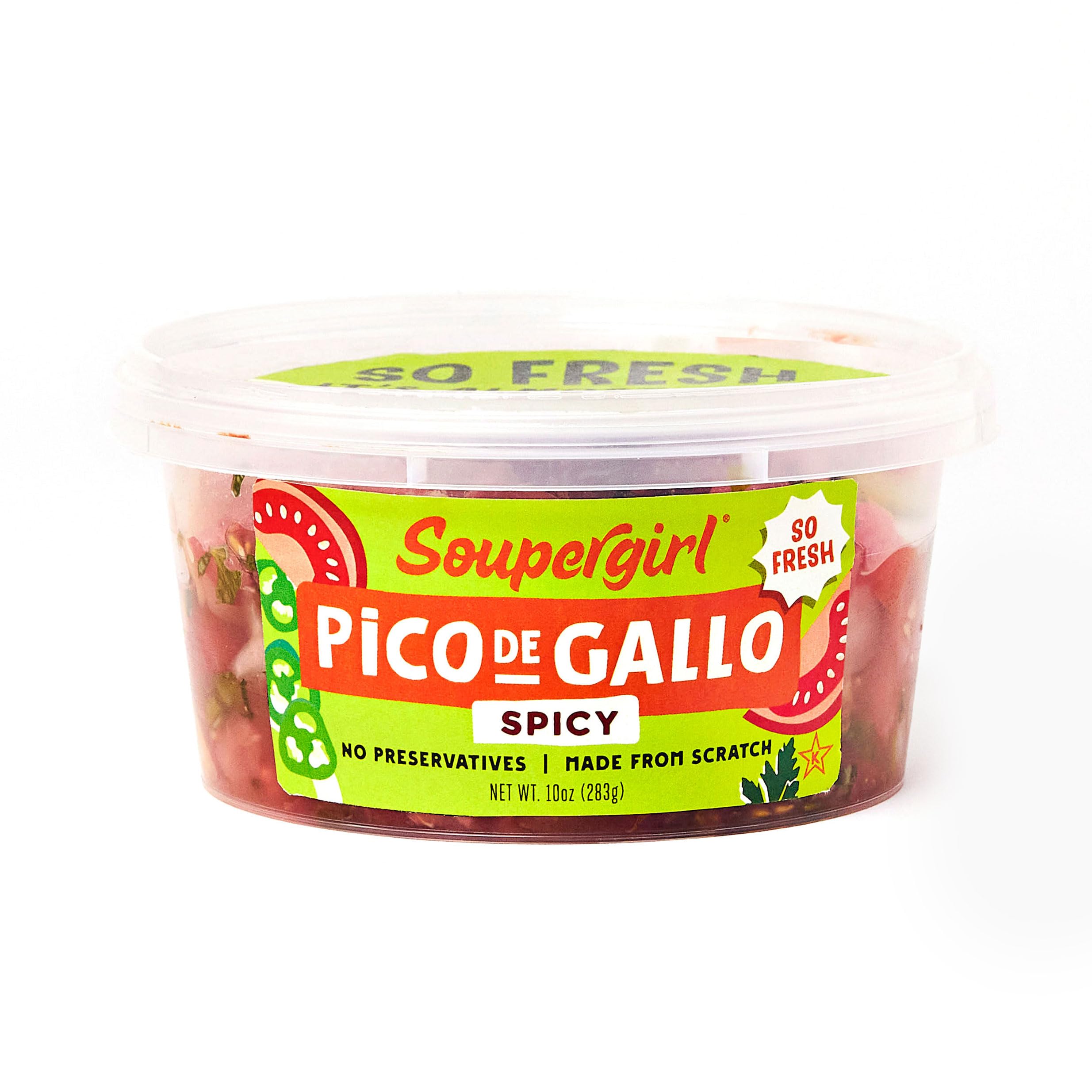 Soupergirl Pico de Gallo Spicy Salsa | Fresh Chunky Salsa | Kosher, Preservative-Free, Women-Owned, Fair Food Certified, 10oz