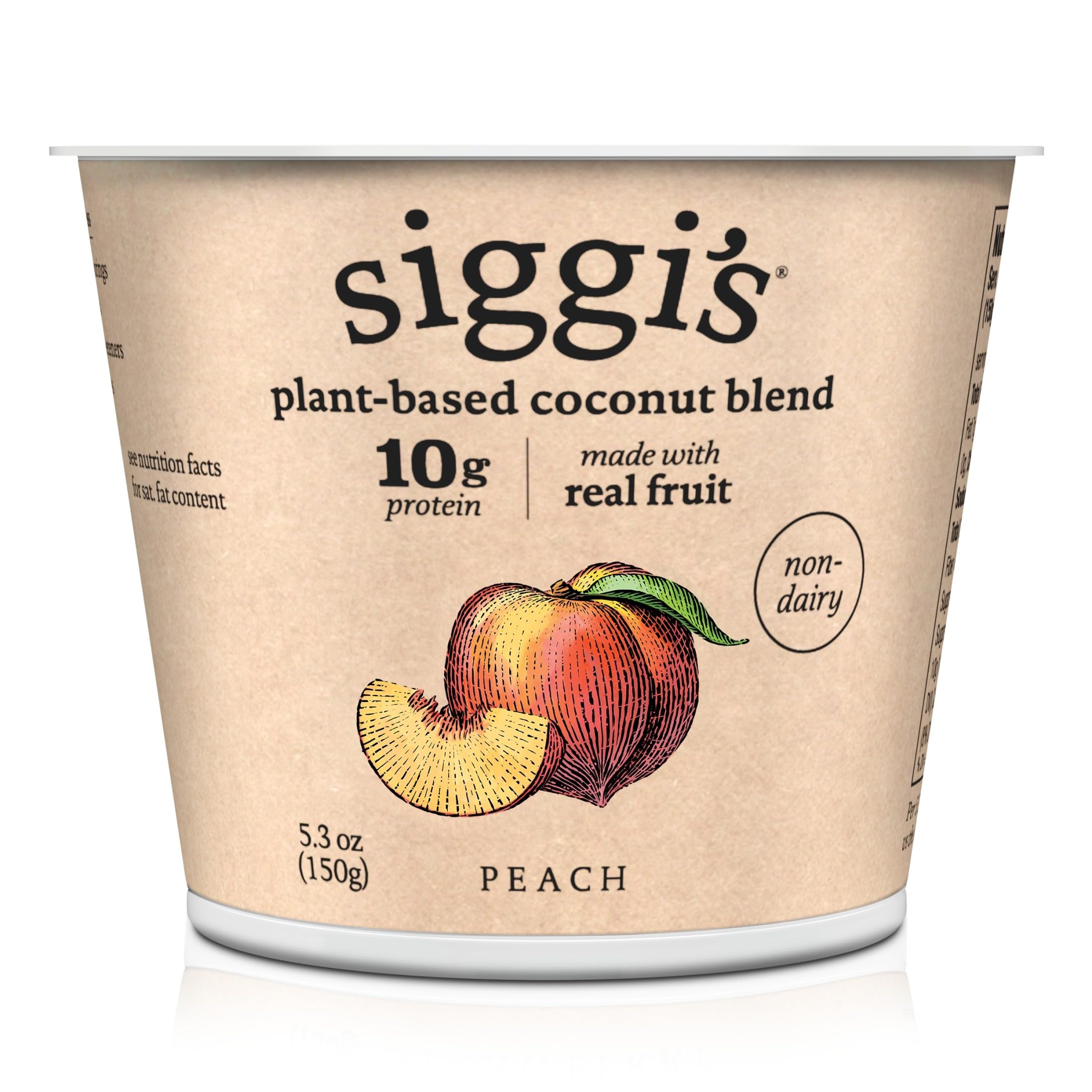 siggi’s Plant-Based Coconut Blend, Peach, 5.3 oz Cup