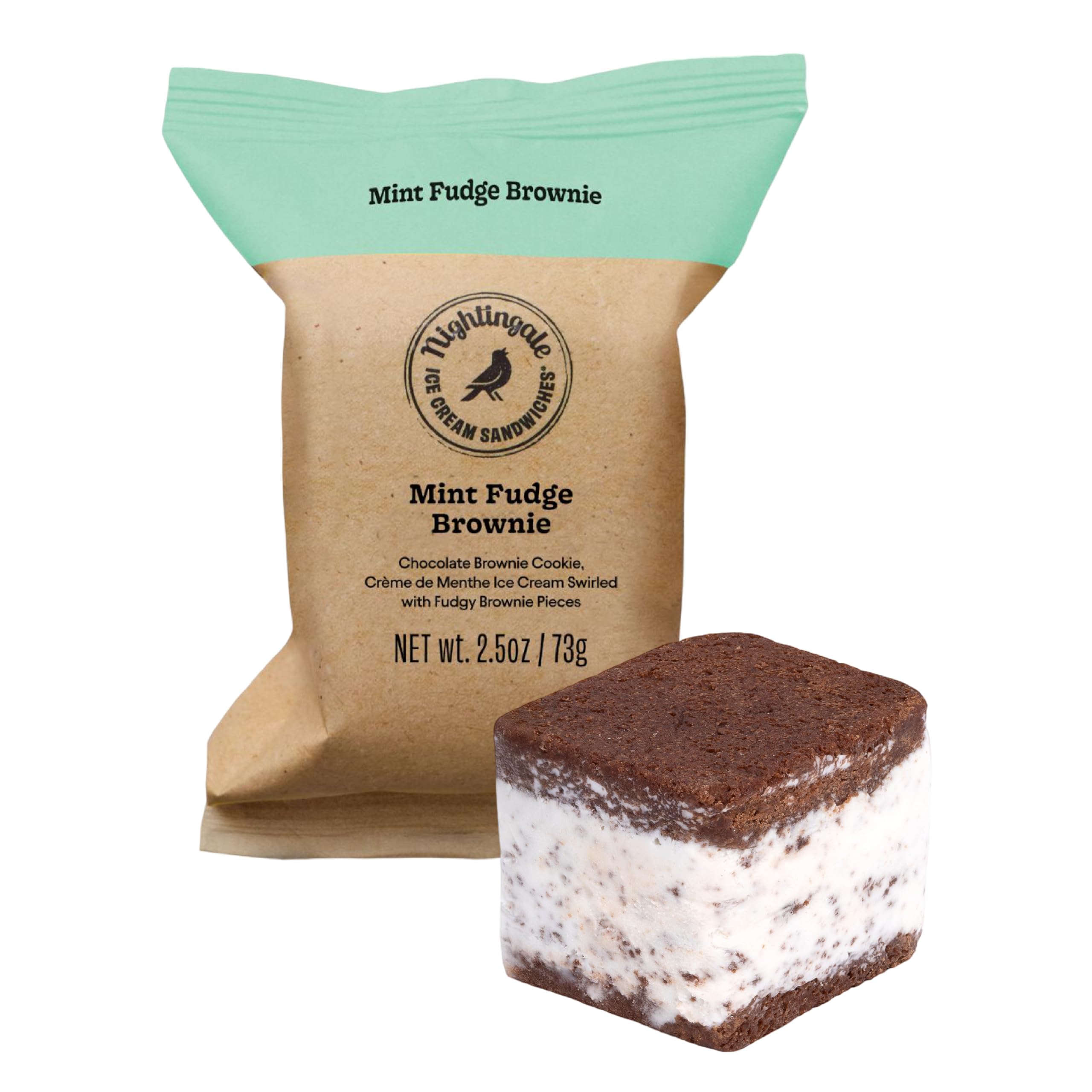 Nightingale Ice Cream Sandwiches Mint Fudge Brownie Ice Cream Sandwich, 2.5 Ounce