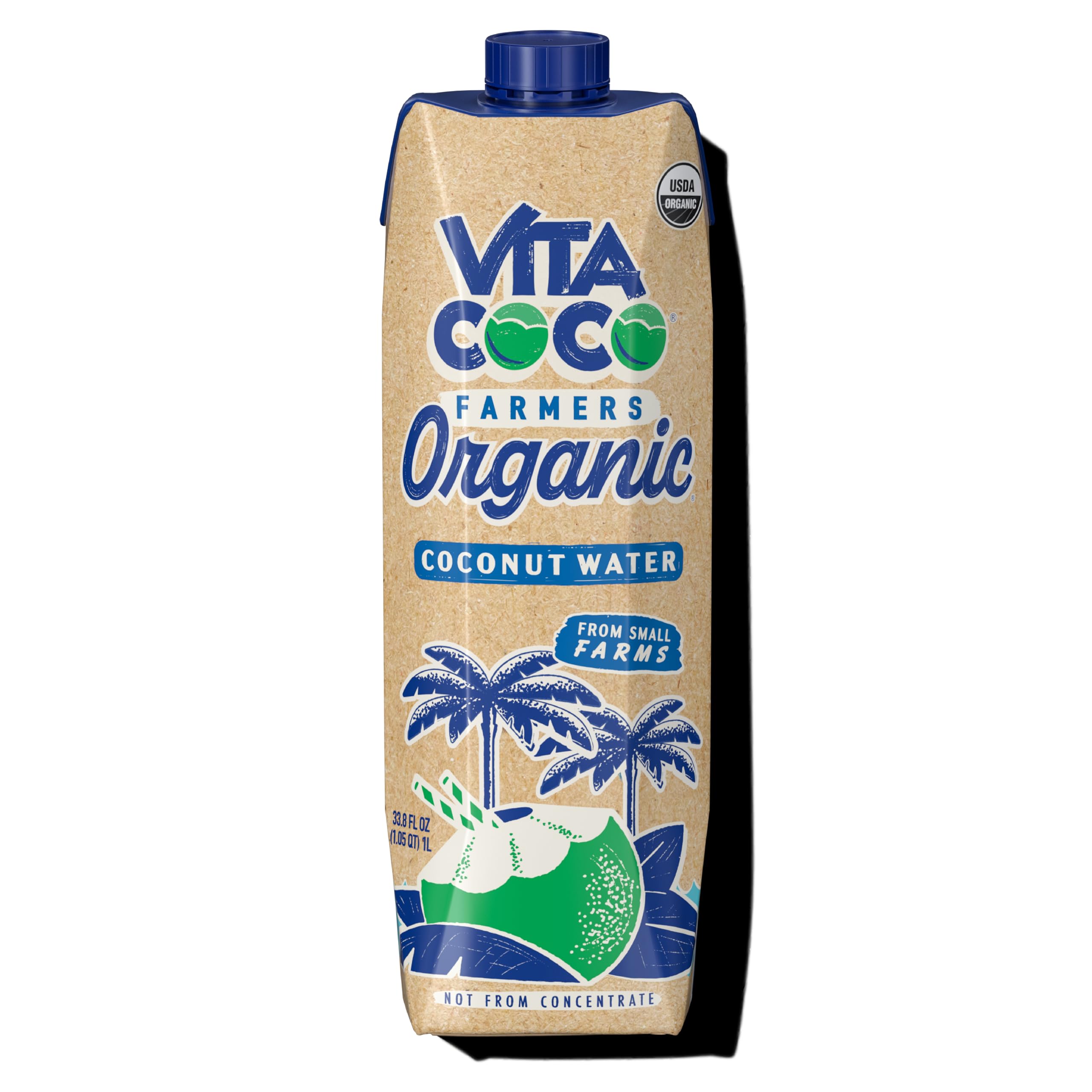 Vita Coco Farmers Organic Coconut Water, 33.8 Oz | Naturally Hydrating Electrolytes, Refreshing Coconut Taste, Perfect for Smoothies & Protein Shakes, USDA Organic