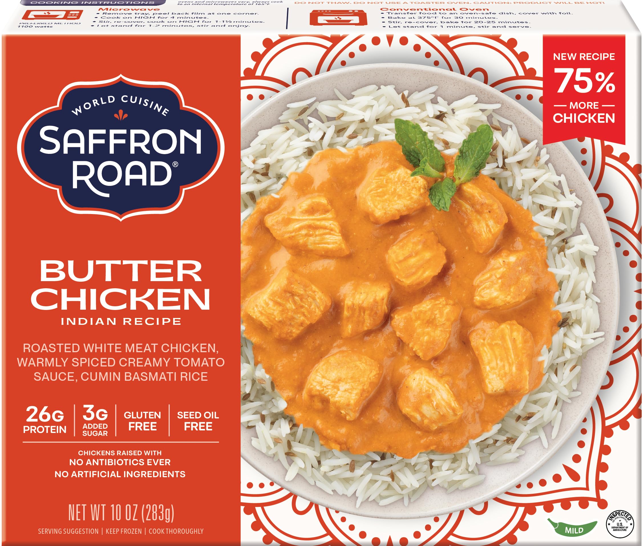 Saffron Road Butter Chicken Frozen Dinner, 10 oz - Antibiotic Free, Gluten Free, Halal