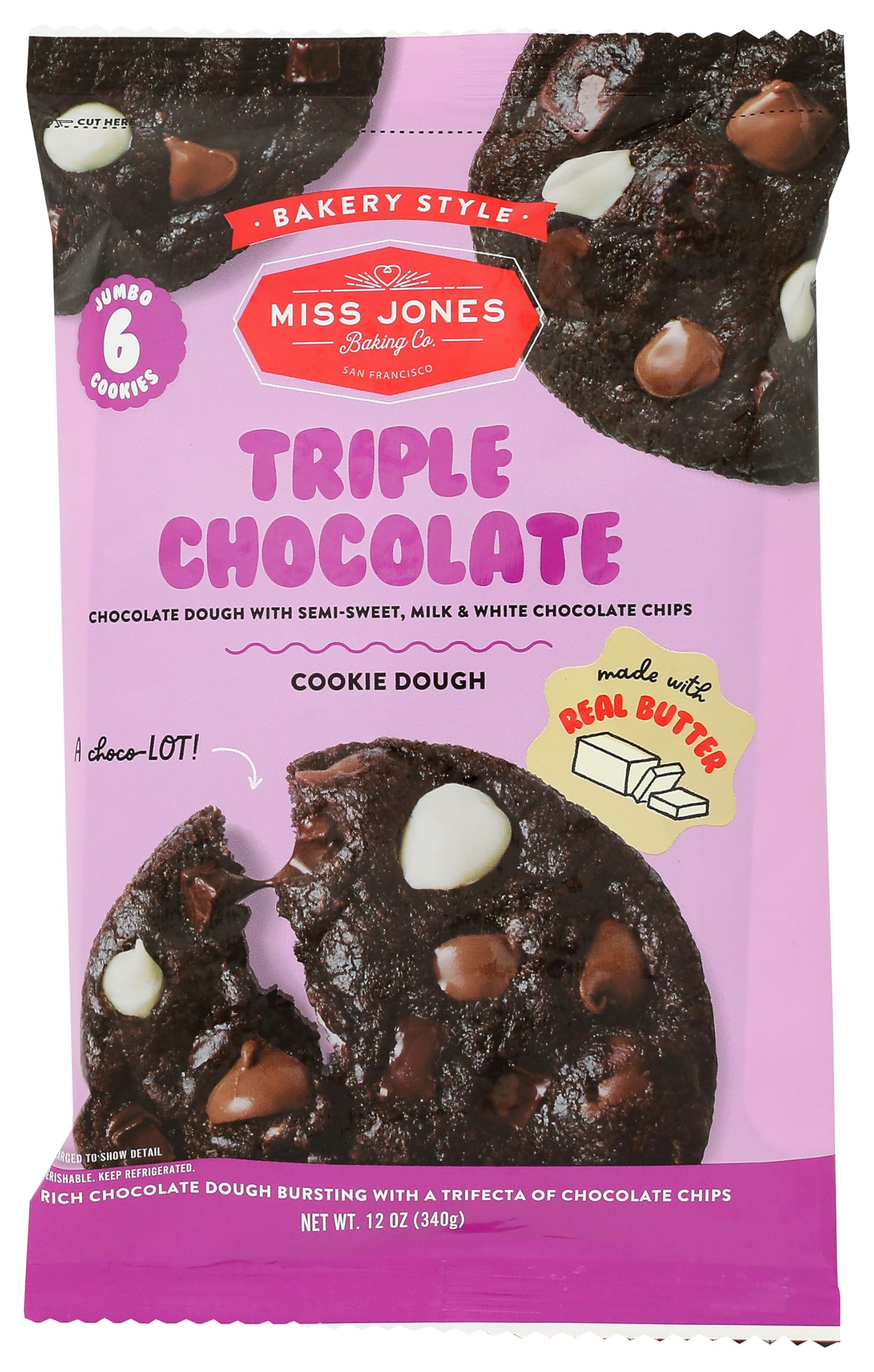 Miss Jones Baking Co Triple Chocolate Jumbo Cookies, 12 Ounce