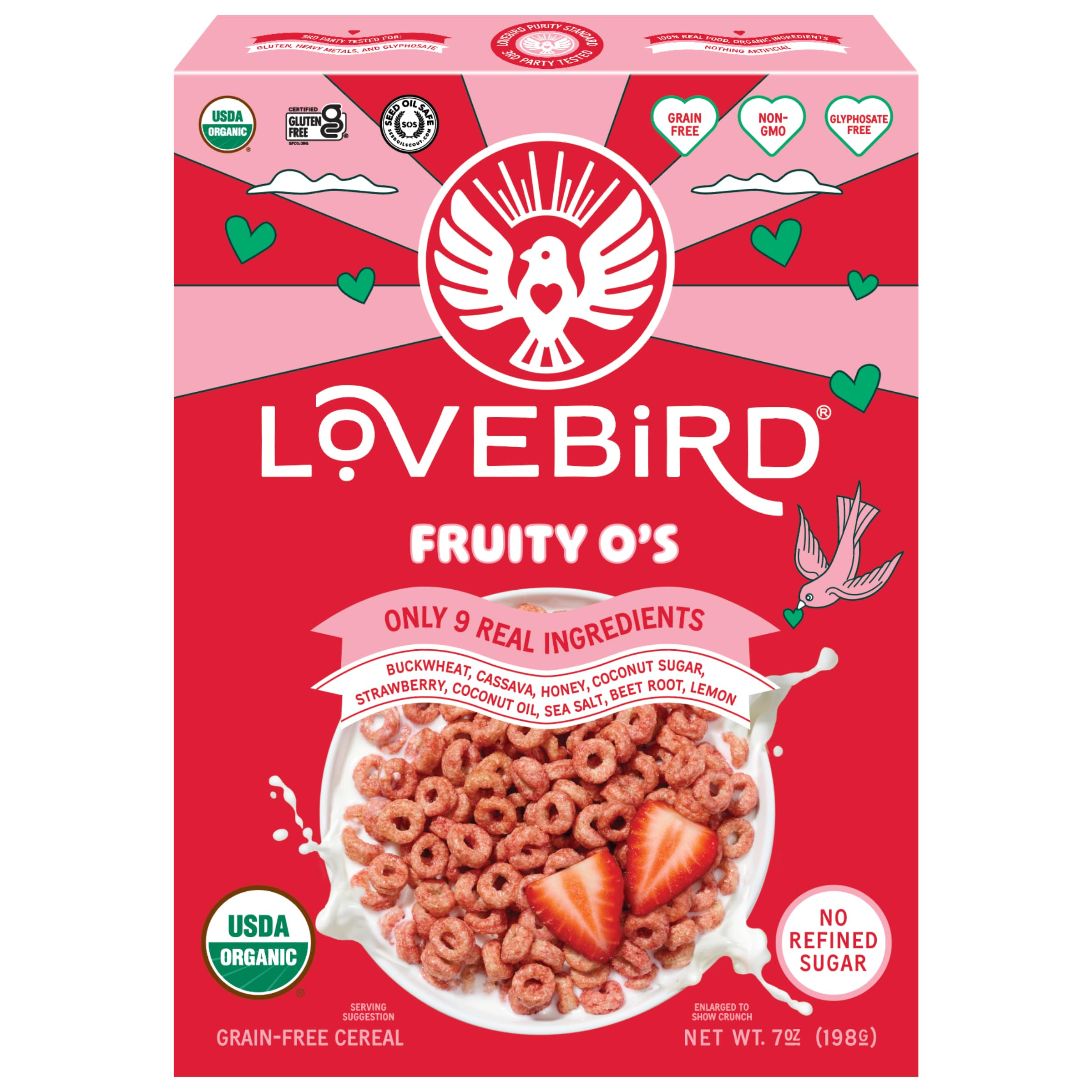 Cereal Grain Free Strawberry Organic, 7 Ounce