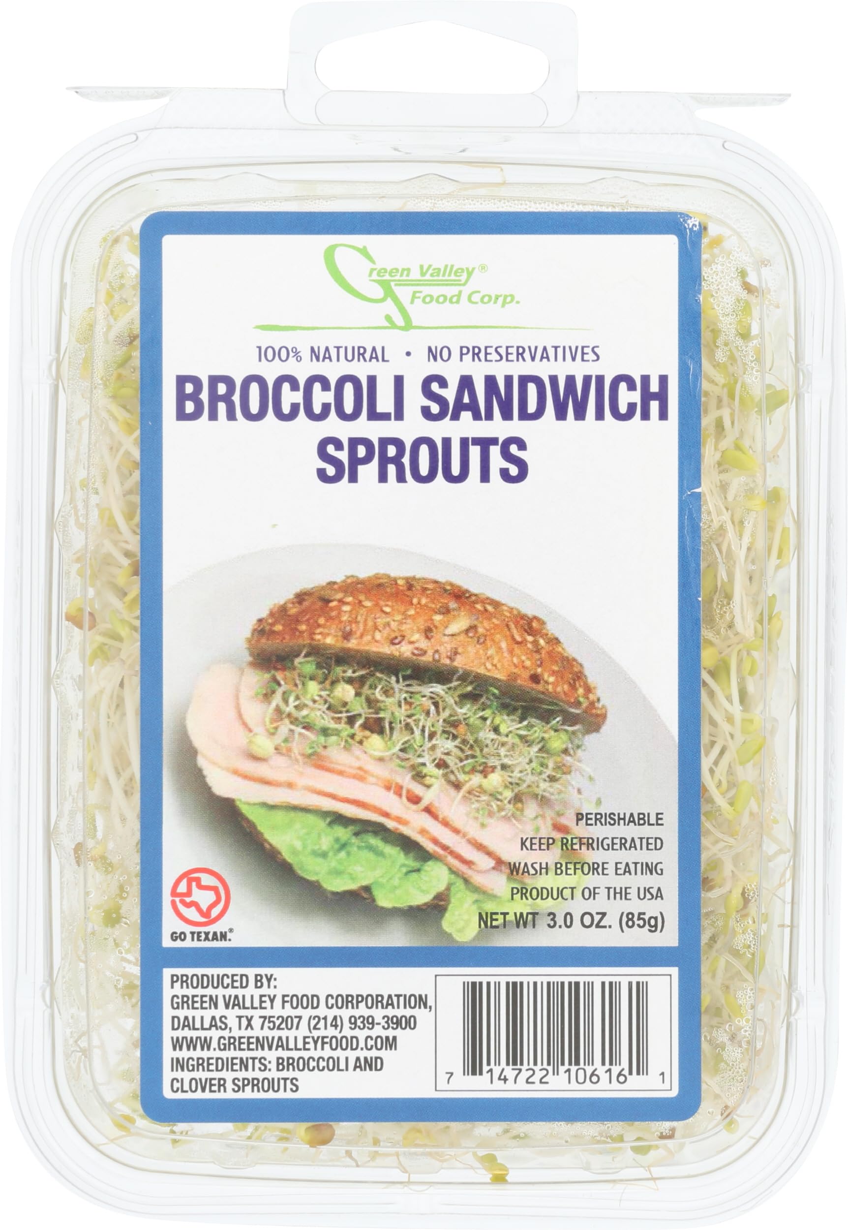 Green Valley Food Corp. Broccoli Sandwich Sprouts, 3 OZ