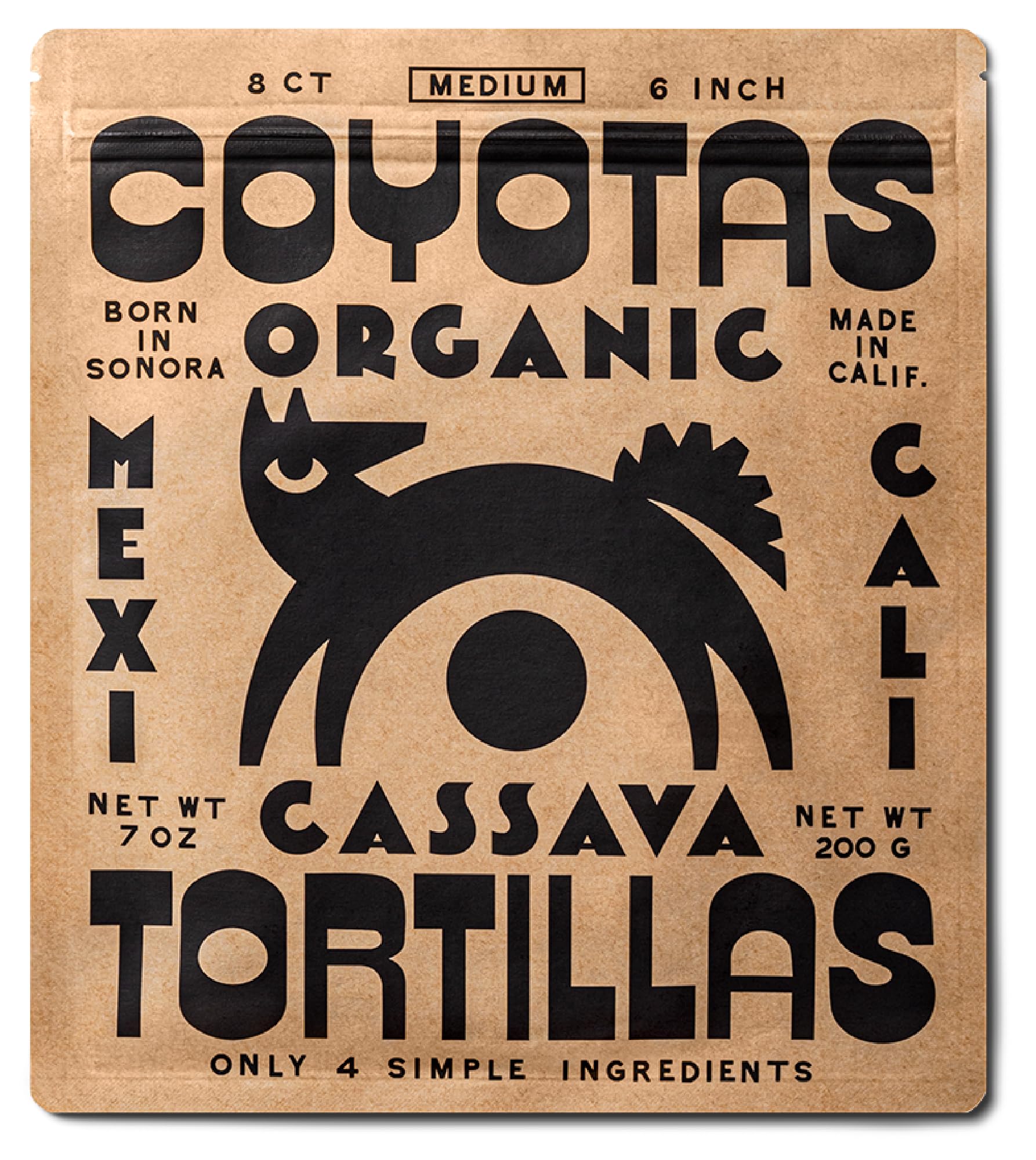 Coyotas - Cassava Tortillas - Medium 6 Inch, 8 Count (1 Pack) | Features Cassava Flour, Four Simple Ingredients, Soft Texture for Street Tacos, Wraps, Baked Nachos, and Quesadillas at Home