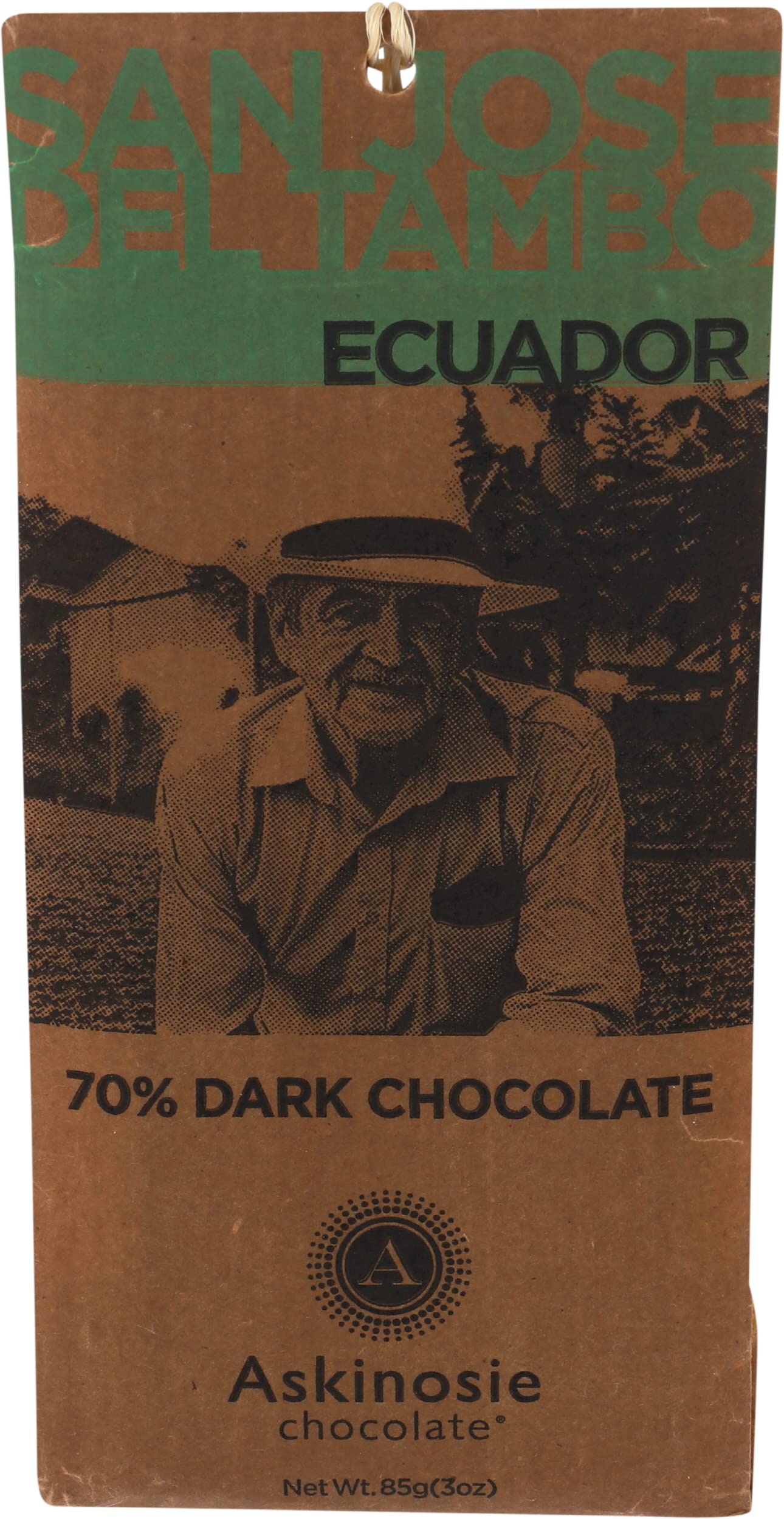 Askinosie 70% Ecuador Dark Chocolate Bar, 3 OZ
