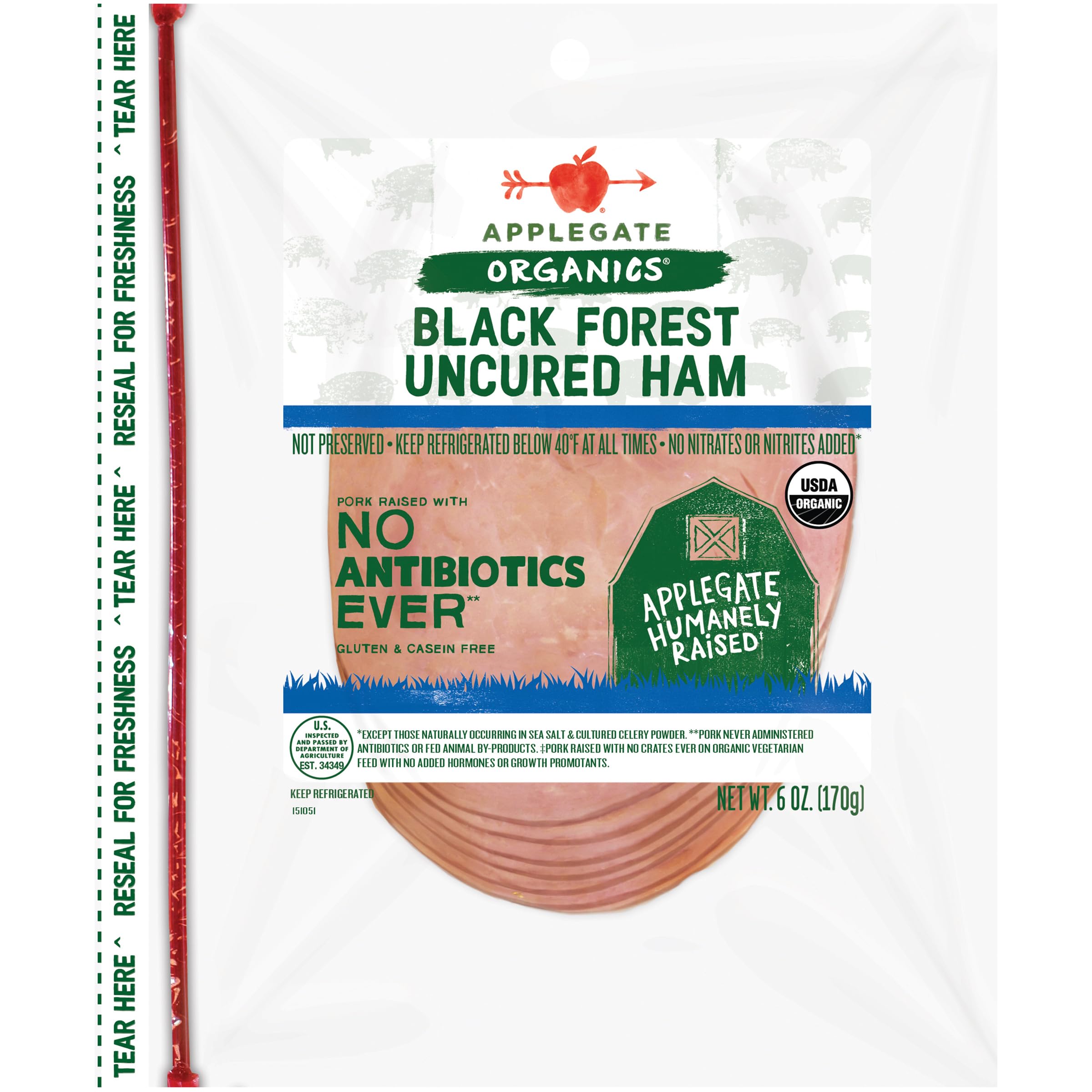 Organic Uncured Black Forest Ham, 6 Ounce