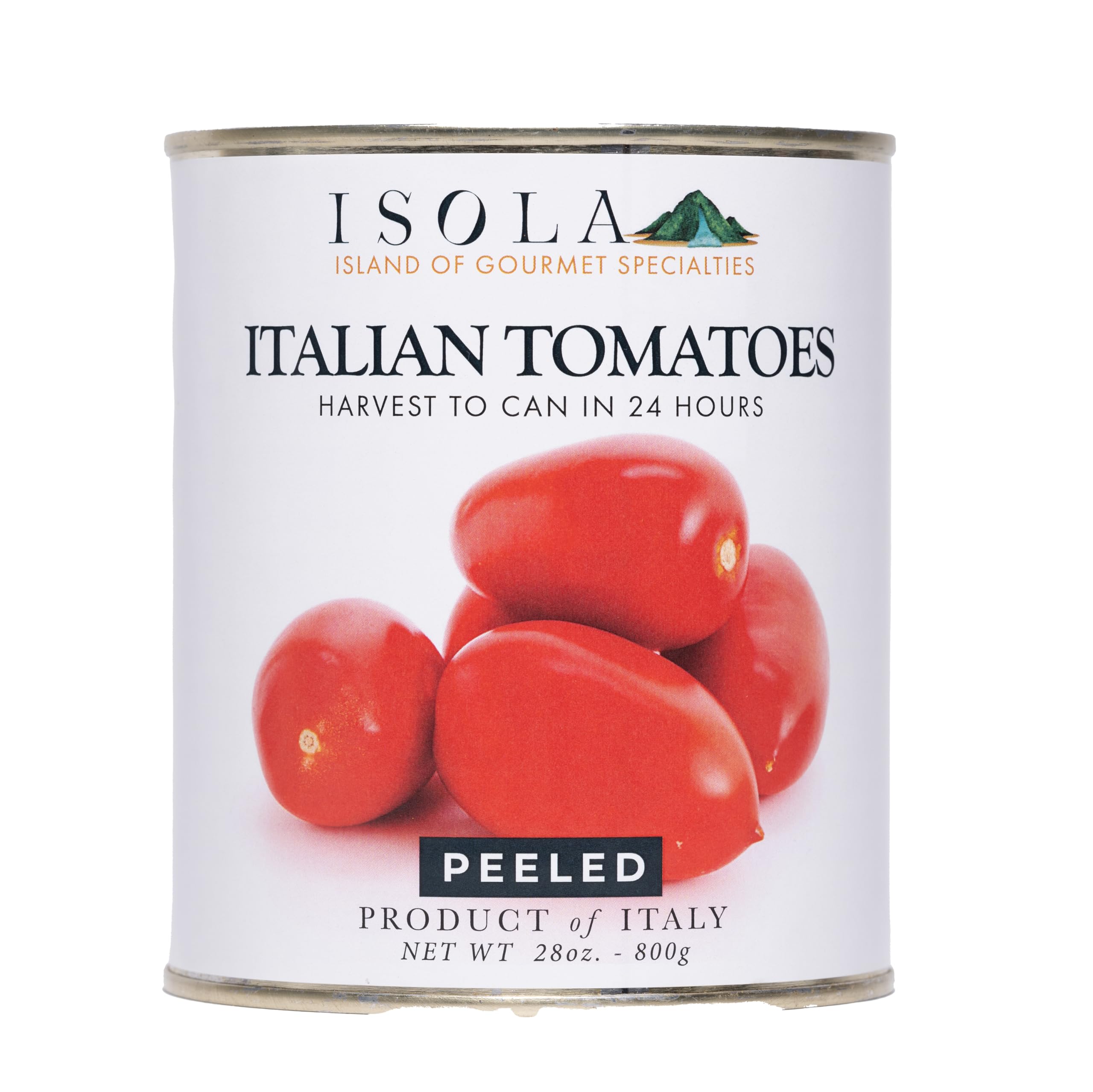 Isola Italian Peeled Tomatoes, 28 oz Can, Whole Tomatoes Grown in Southern Italy, All Natural with Balanced Sweet and Acidic Flavor, Packed in Juice, Ideal for Sauces and Braises