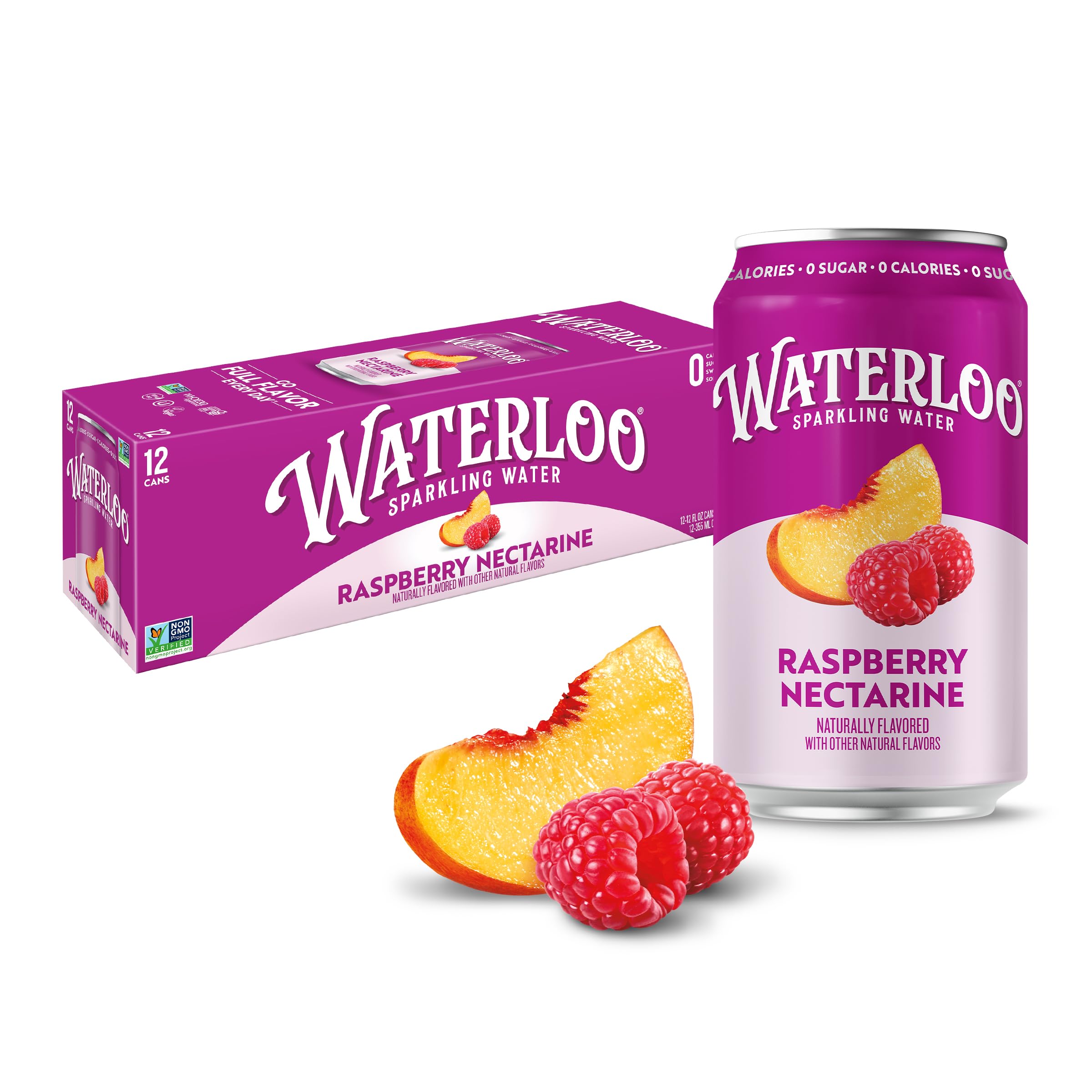 Raspberry Nectarine, 12 Fl Oz Cans (Pack of 12) | Naturally Flavored, Zero Calories and Zero Sugar or Sweeteners