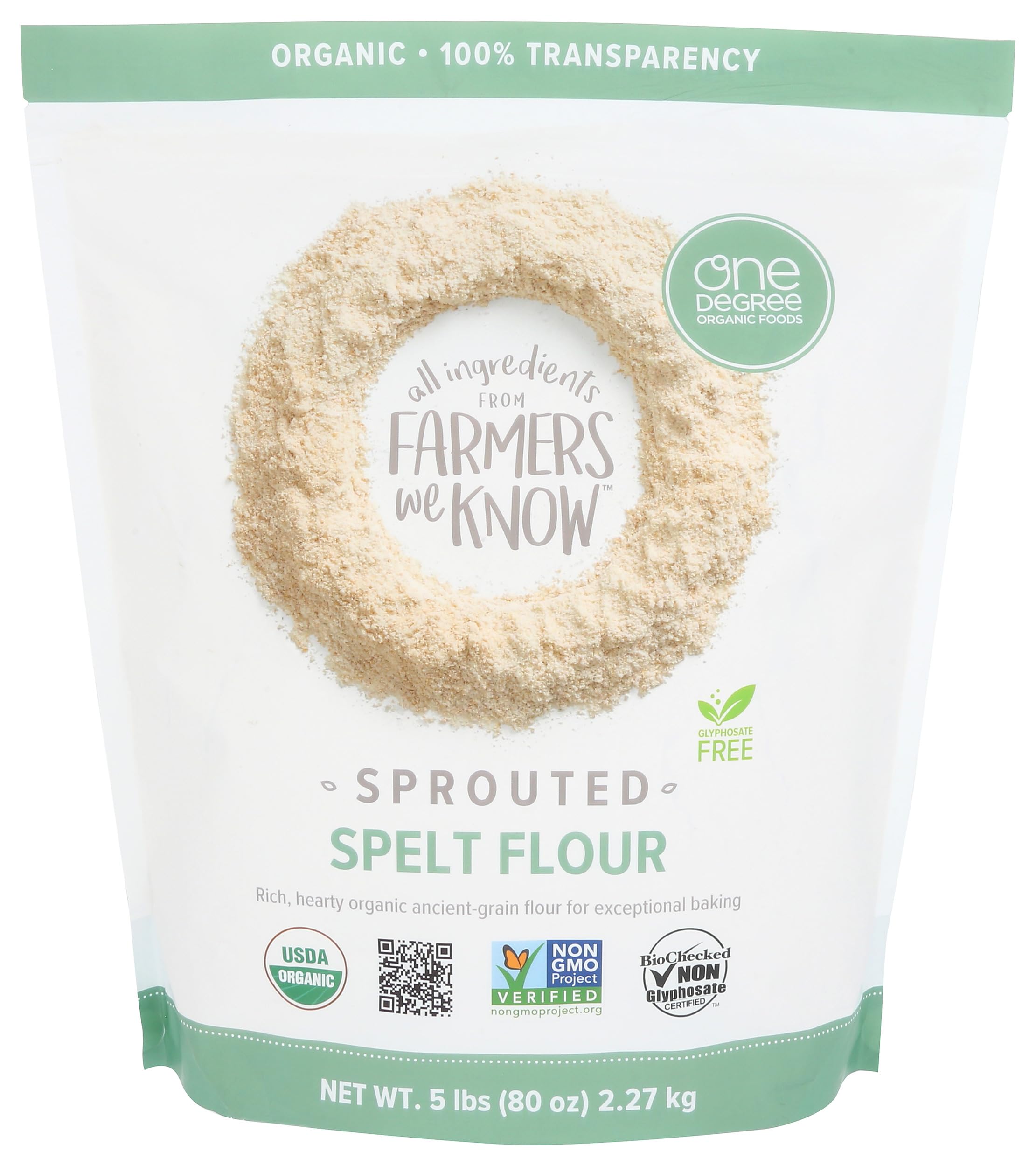 One Degree Organics Sprouted Spelt Flour, 80oz