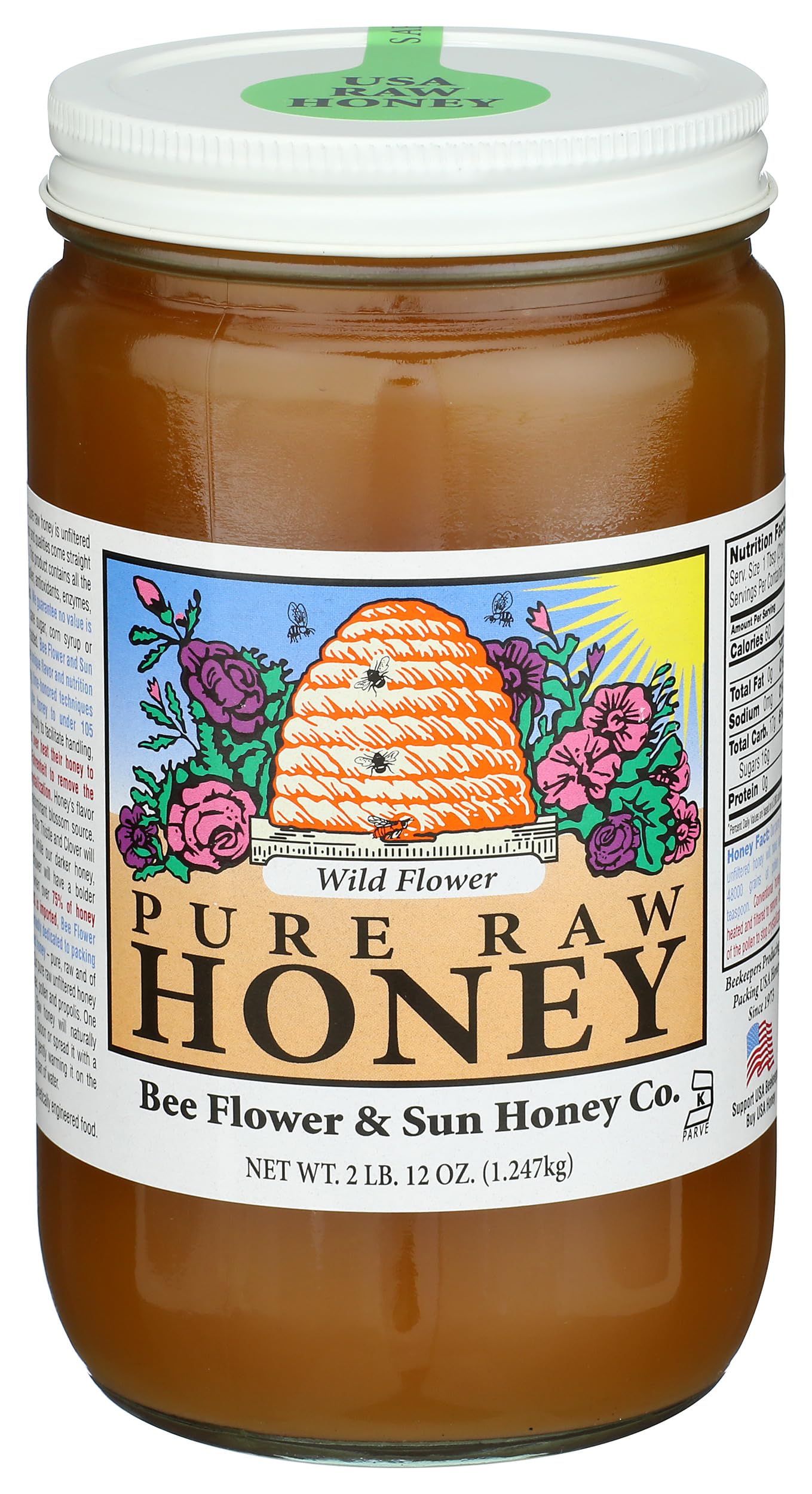 Bee Flower & Sun Honey Wild Flower Raw, 44 OZ