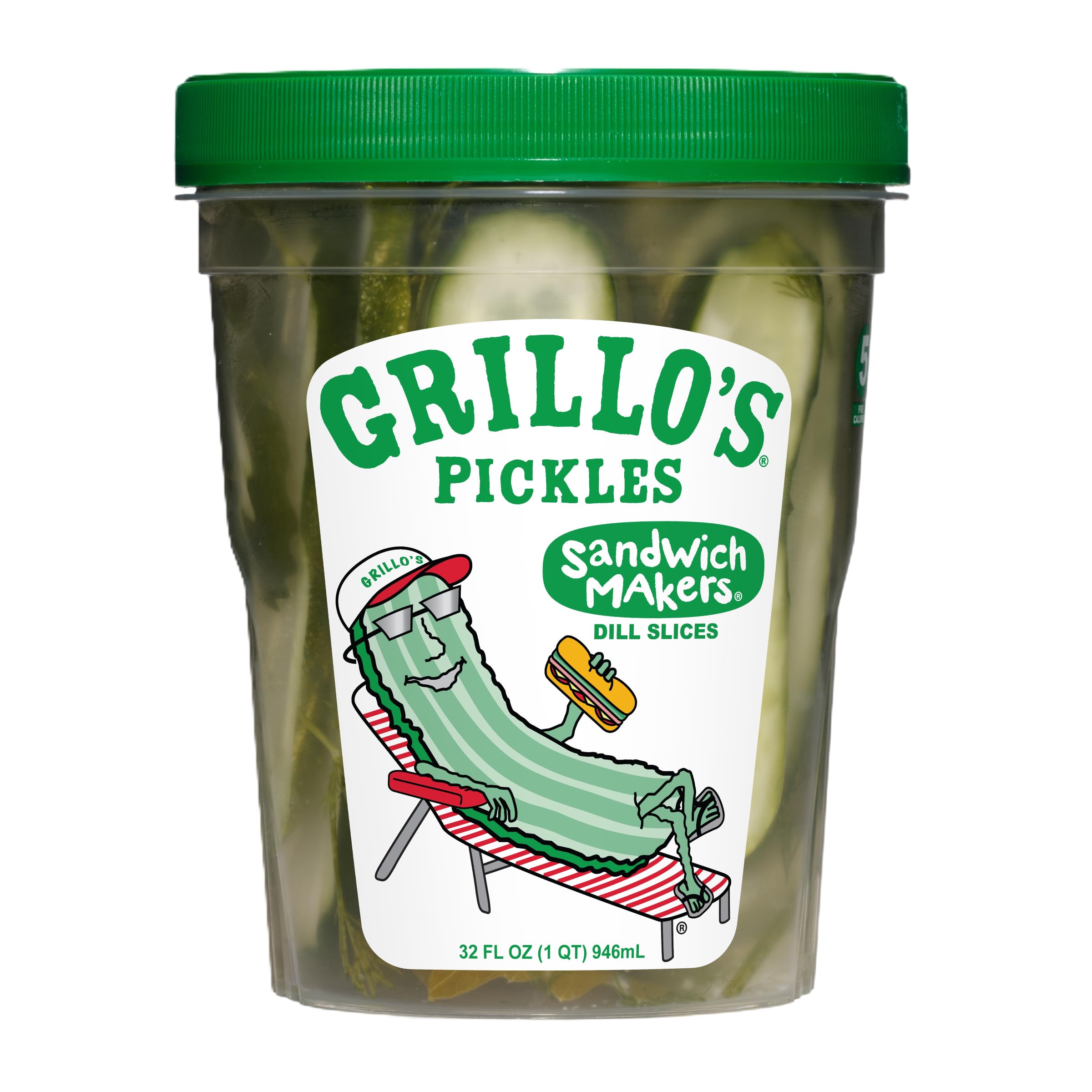Grillos Pickles Sandwich Makers Dill Pickle Slices, 32 FZ