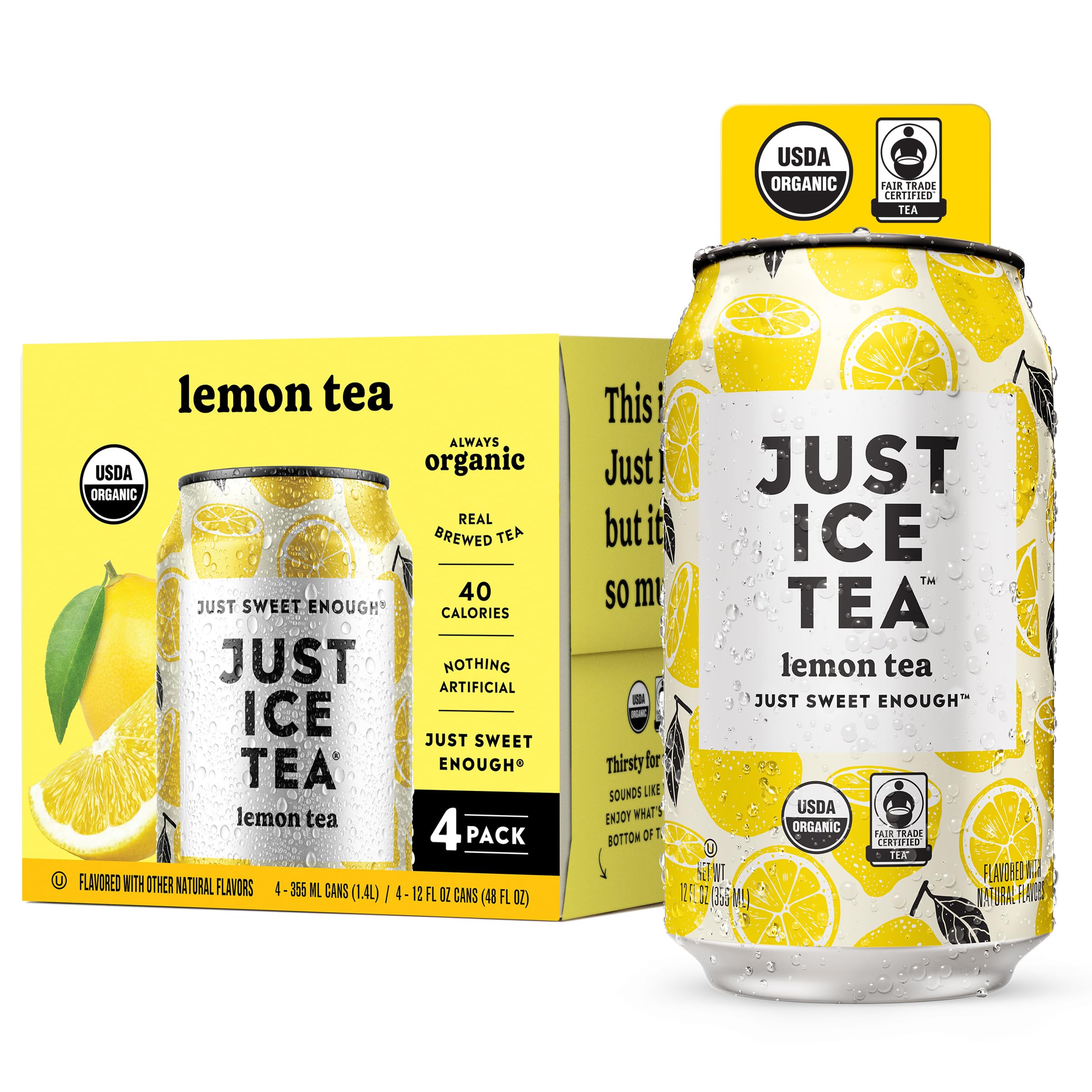 Tea Black Lemon Organic, 12 Fl Oz, 4 Pack