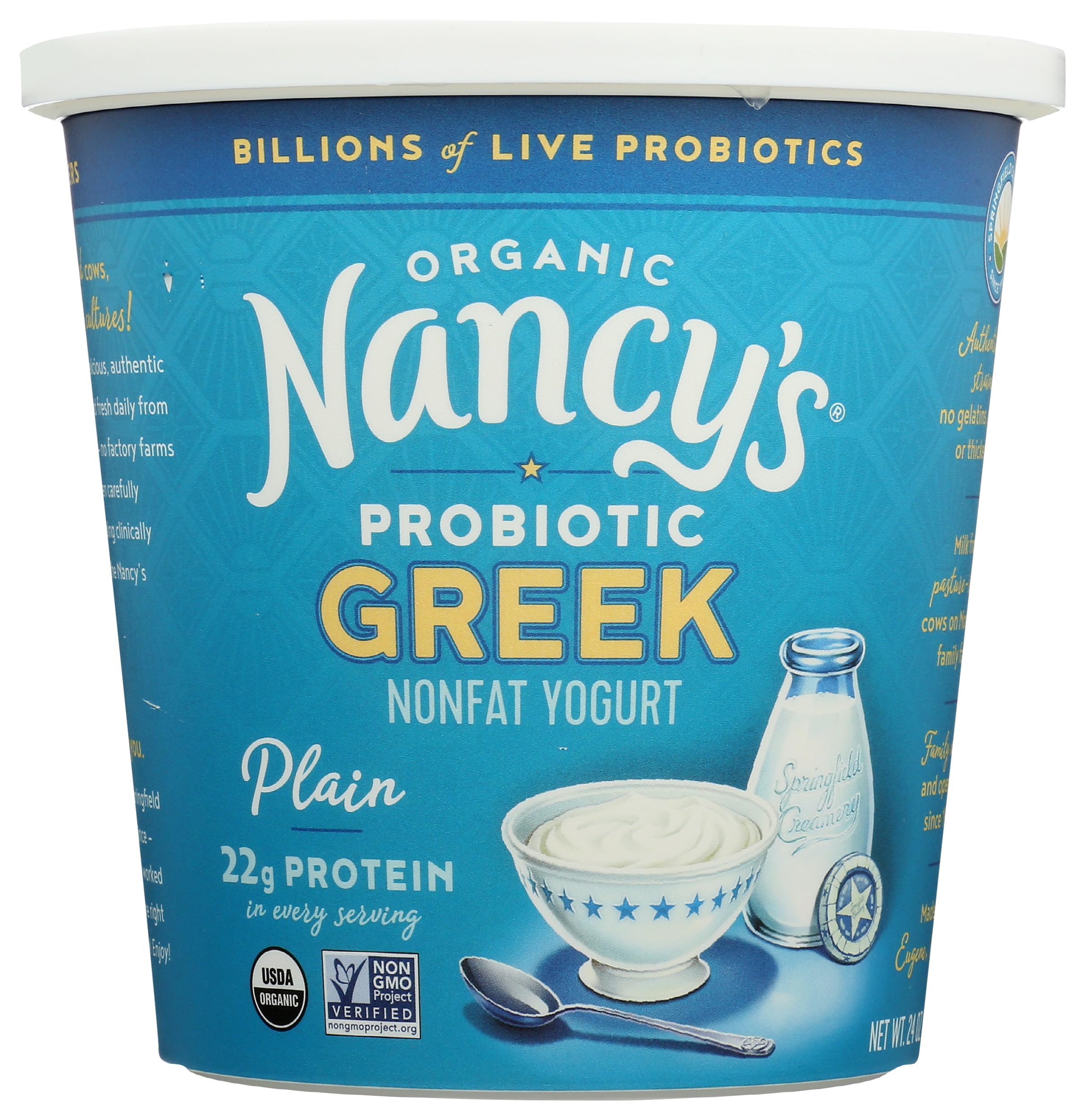 Nancys Yogurt, Yorcurt Greek Non Fat Plain Organic, 24 Ounce