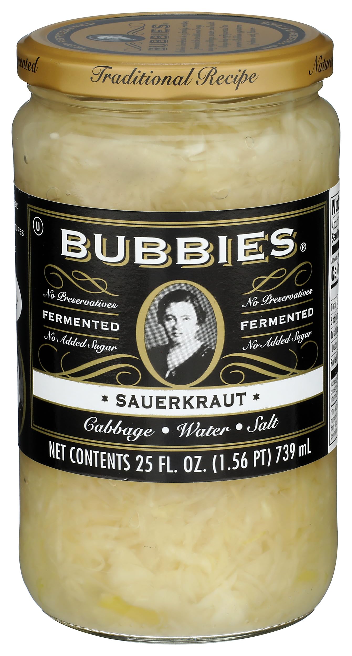 Bubbies Sauerkraut 25 oz Glass Jar