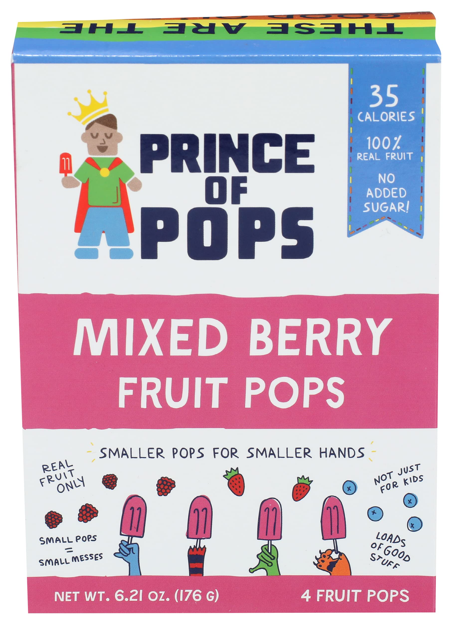 Prince Of Pops, Fruit Pops Mixed Berry, 6.21 Ounce