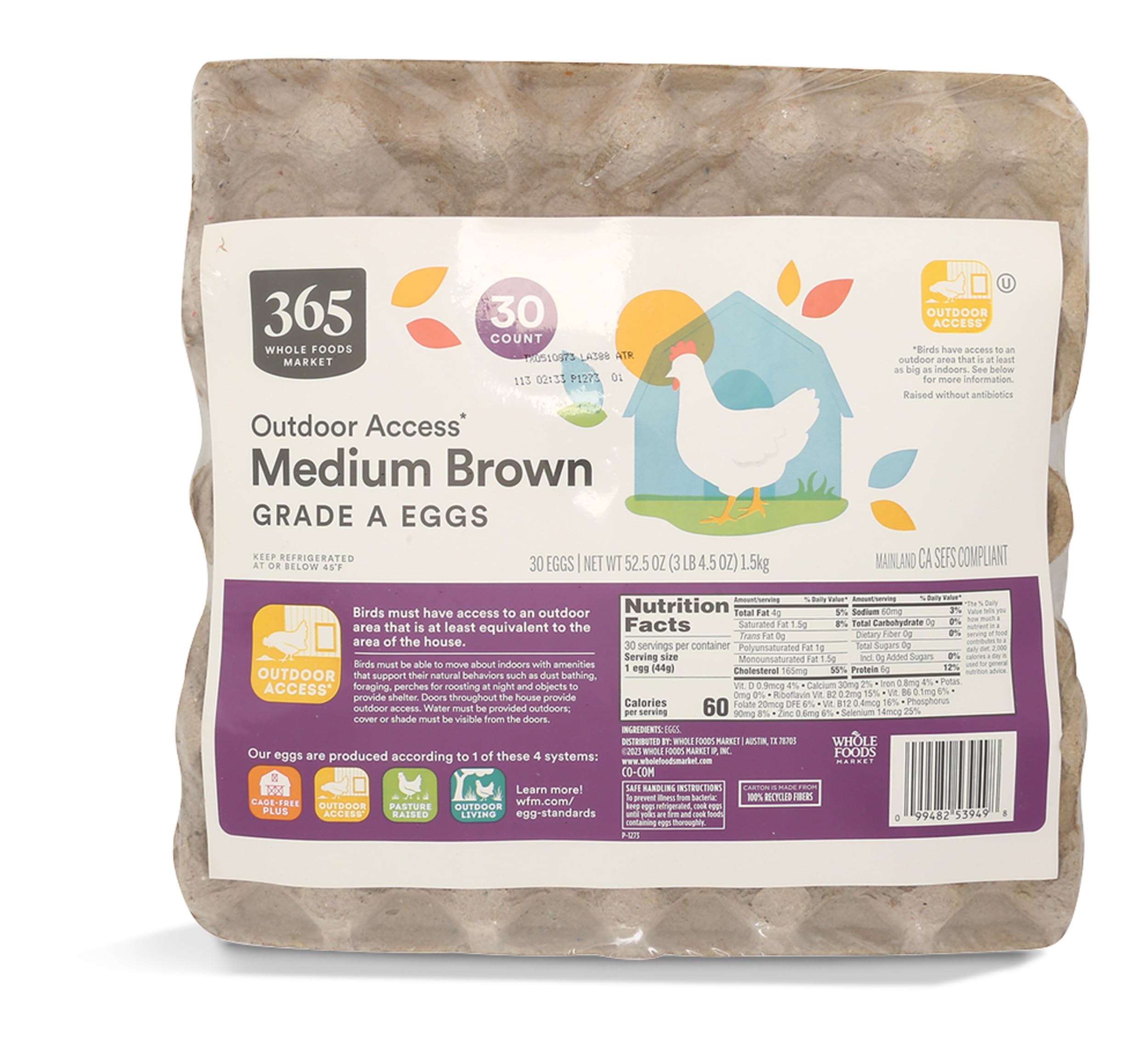 365 by Whole Foods Market Medium Brown Grade A Eggs 30 Count, 30 CT