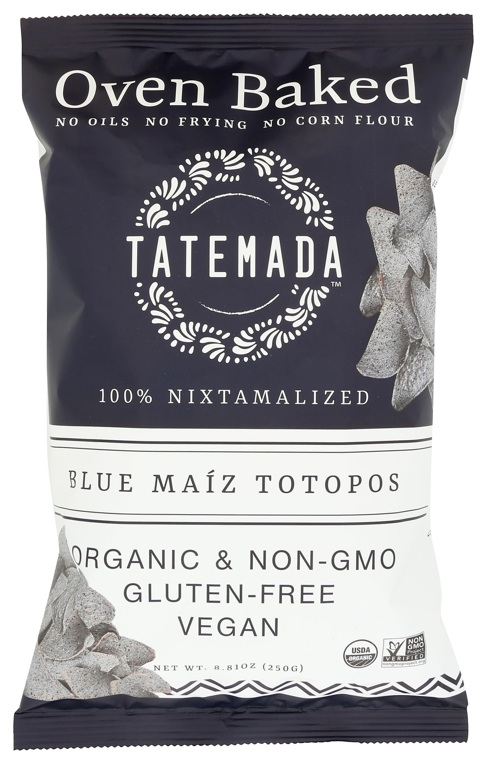 Tatemada Organic Blue Maíz Totopos, 8.81 OZ (6 pack)