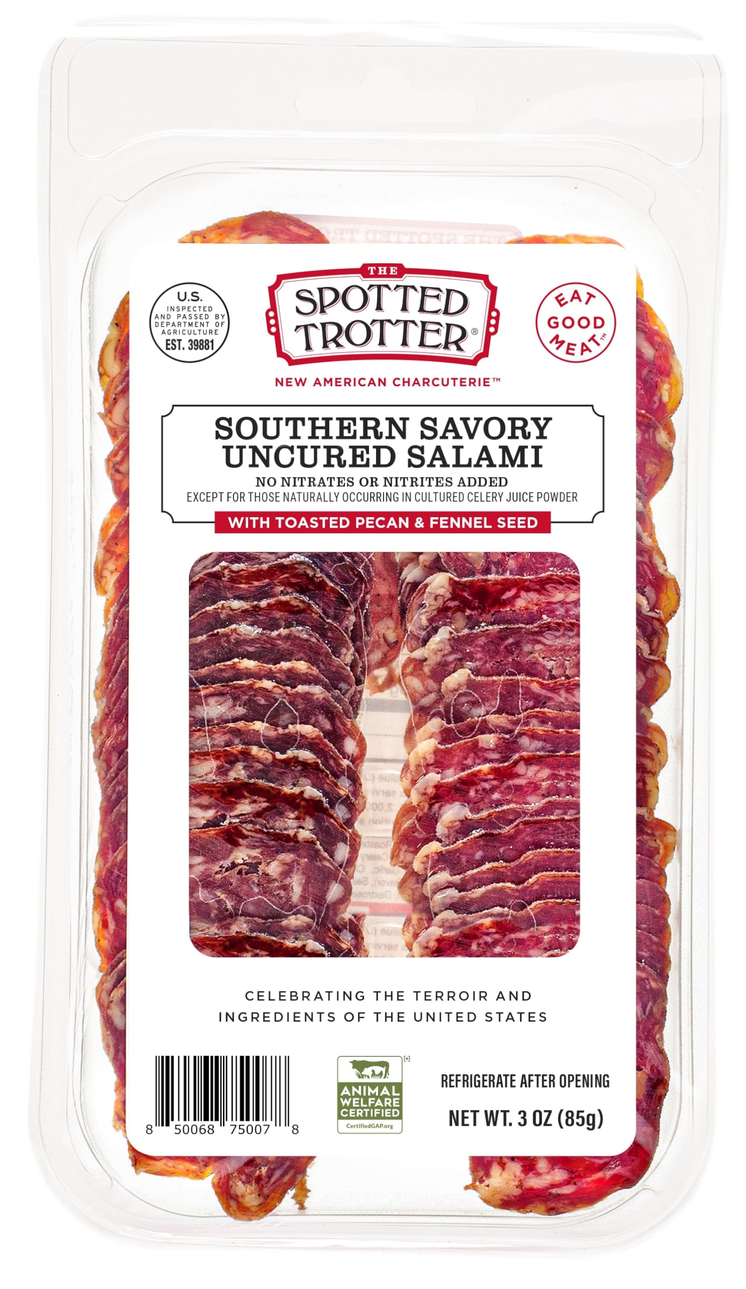 The Spotted Trotter, Salami Southern Savory Sliced, 3 Ounce