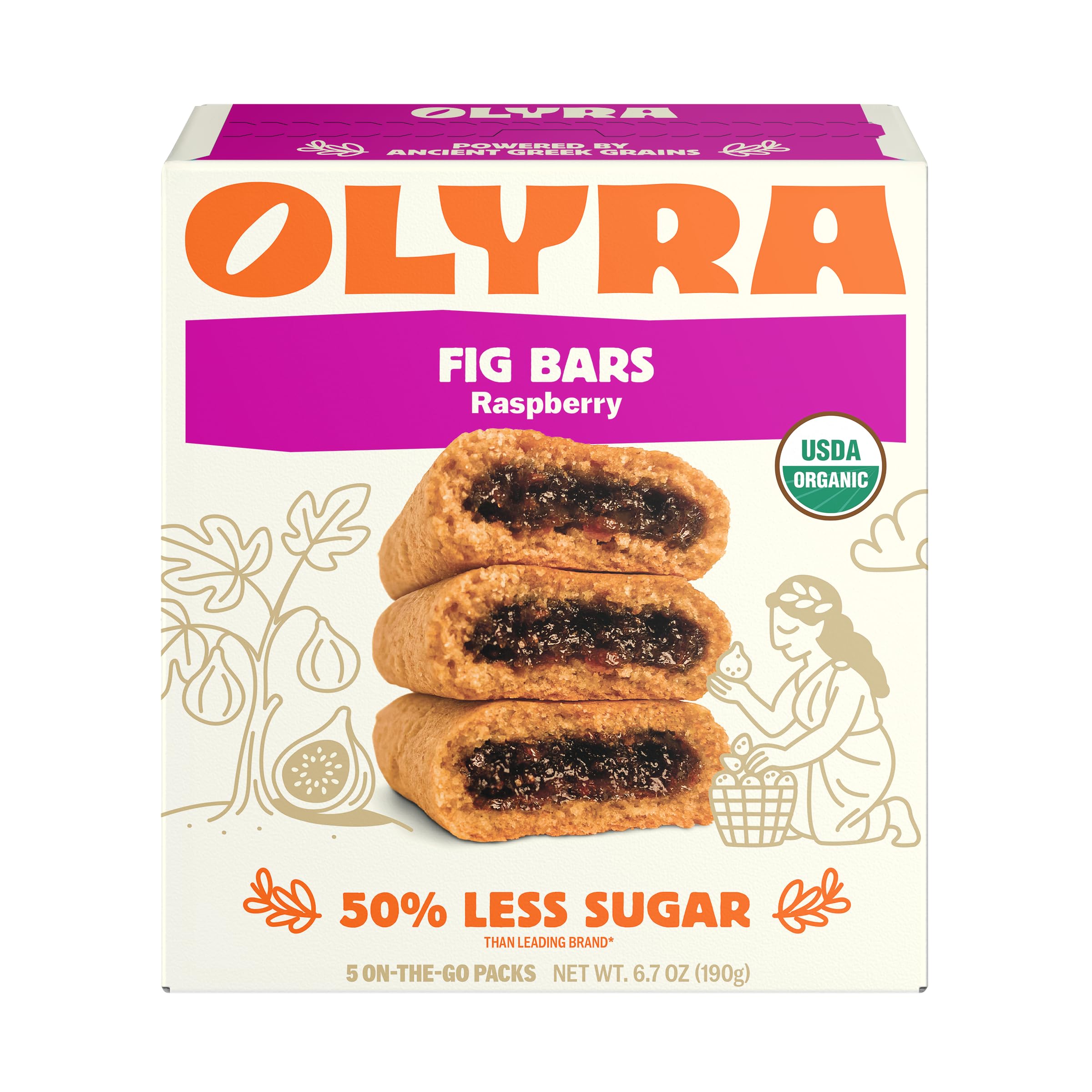 Olyra Organic Raspberry Fig Bar 5 Pack, 6.7 OZ