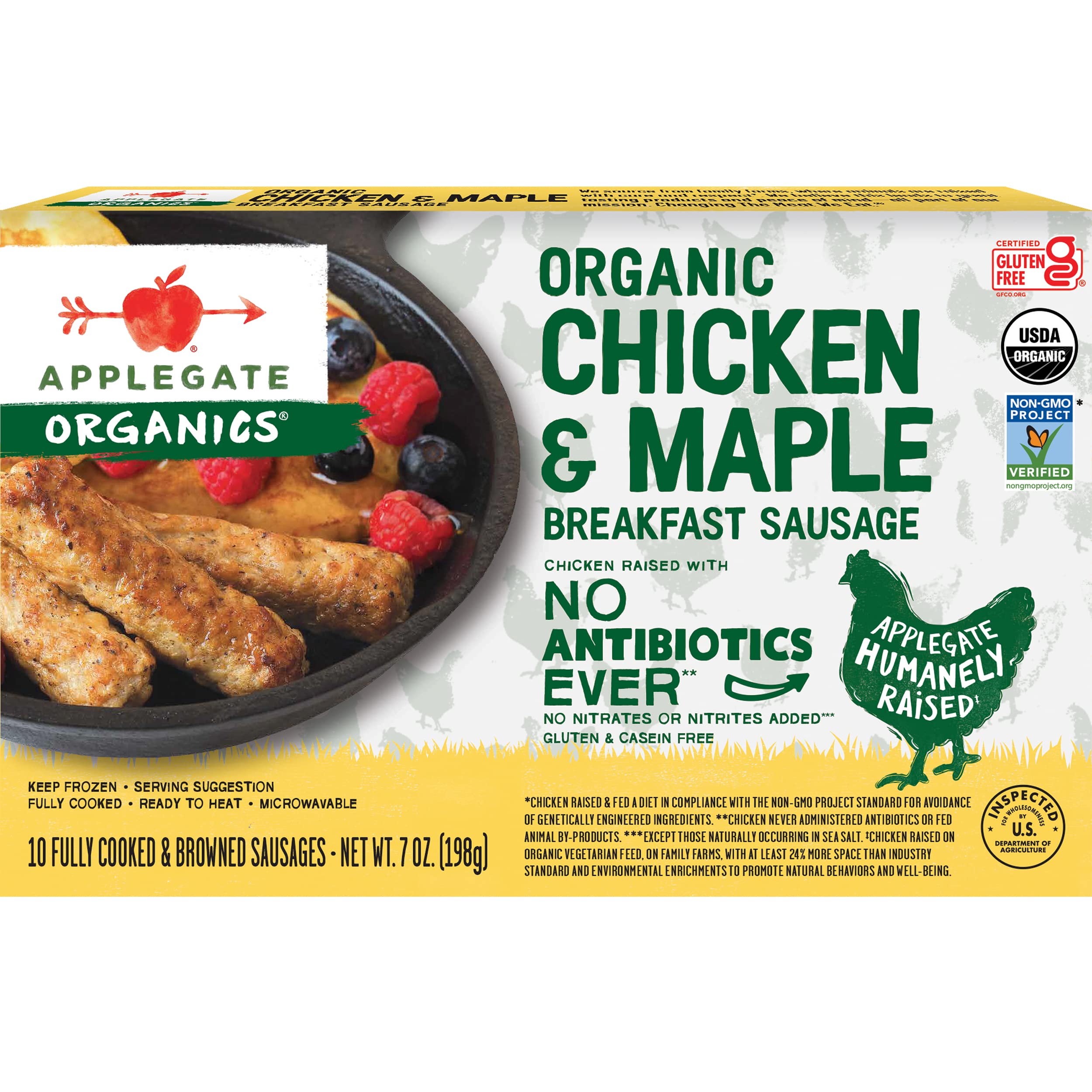 Organic Chicken & Maple Breakfast Sausage, 7 oz (frozen)
