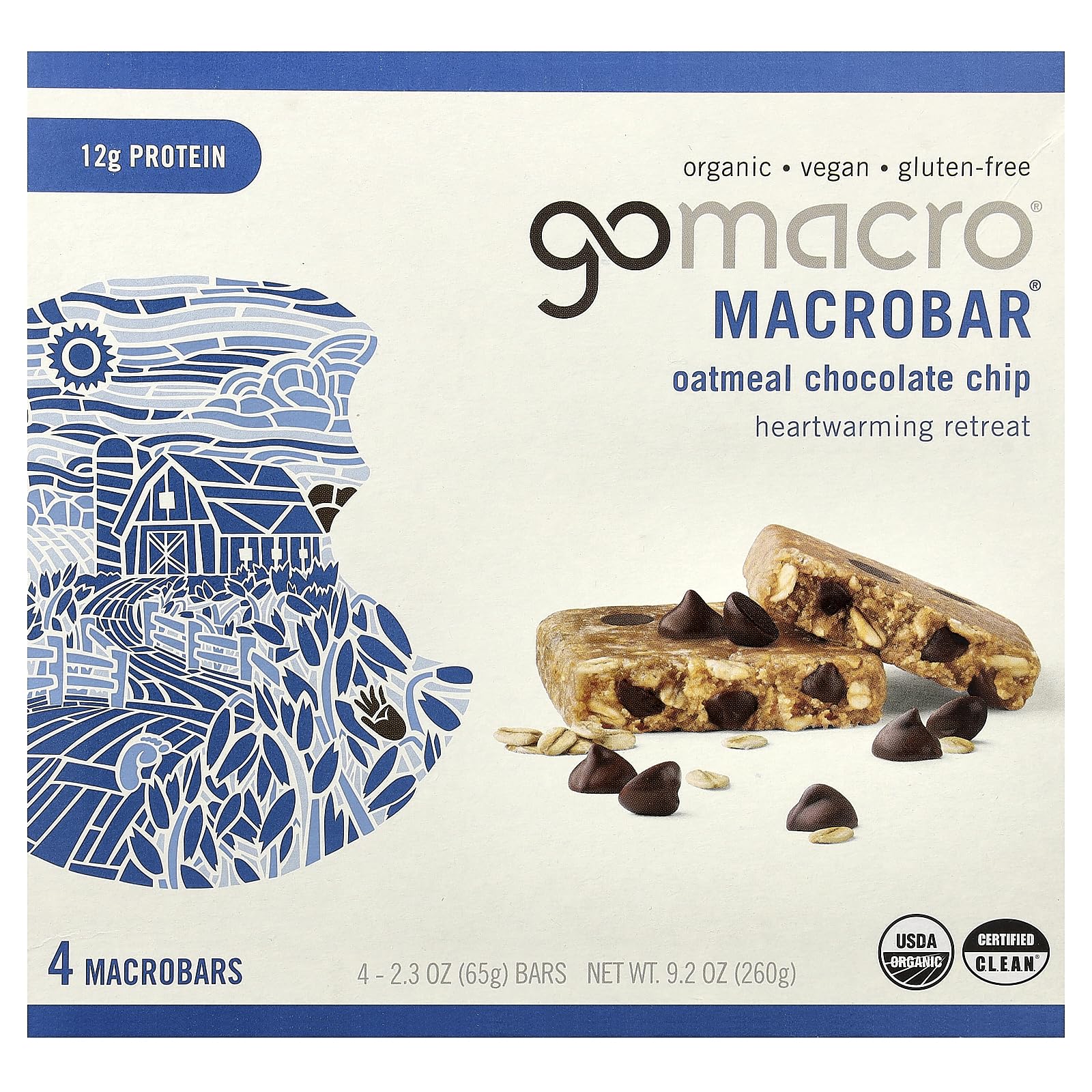 Gomacro, Oatmeal Chocolate Chip Bars, 2.3 Ounce, 4 Count