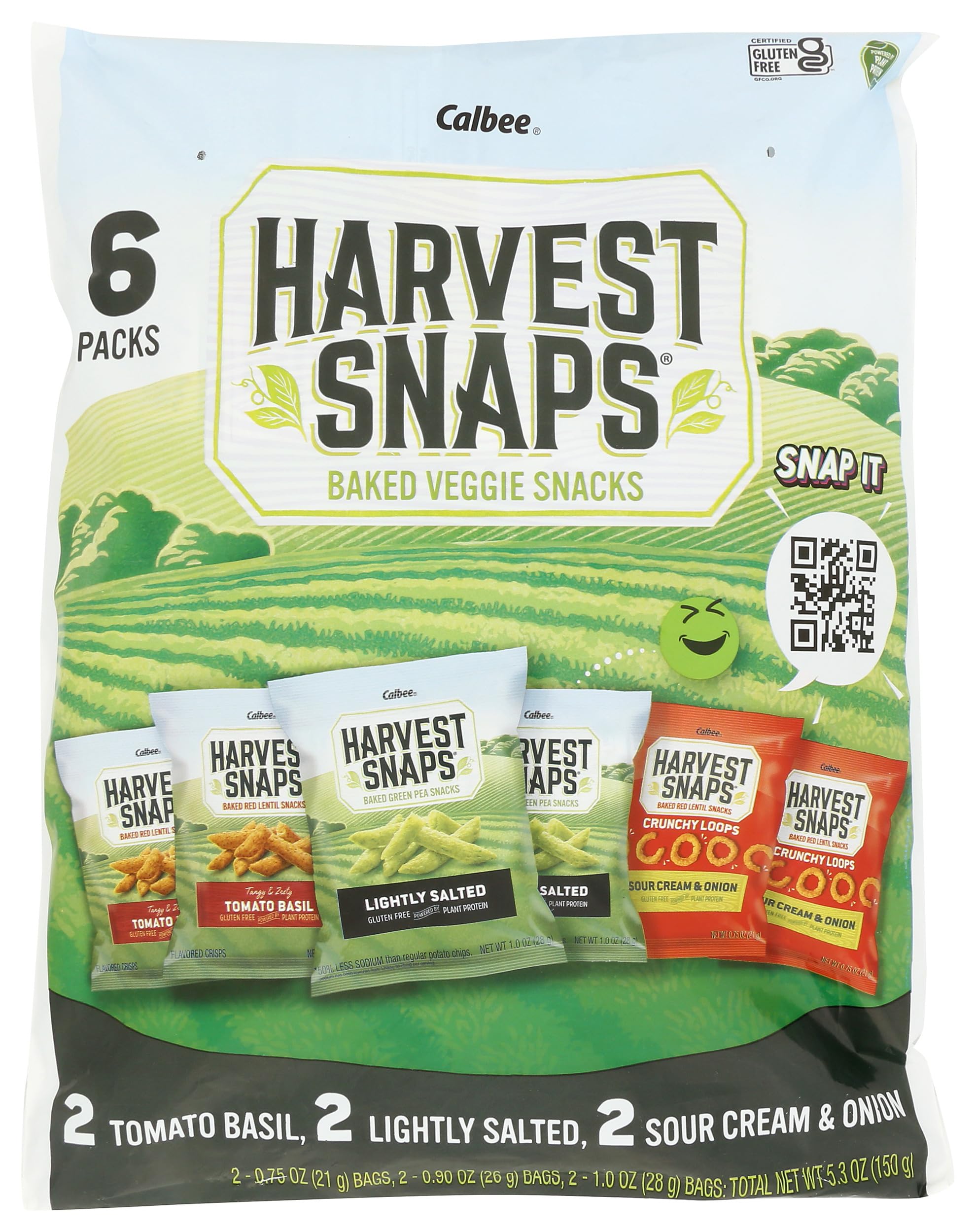 Harvest Snaps Baked Veggie Snack Variety Pack 6 Count, 5.3 OZ