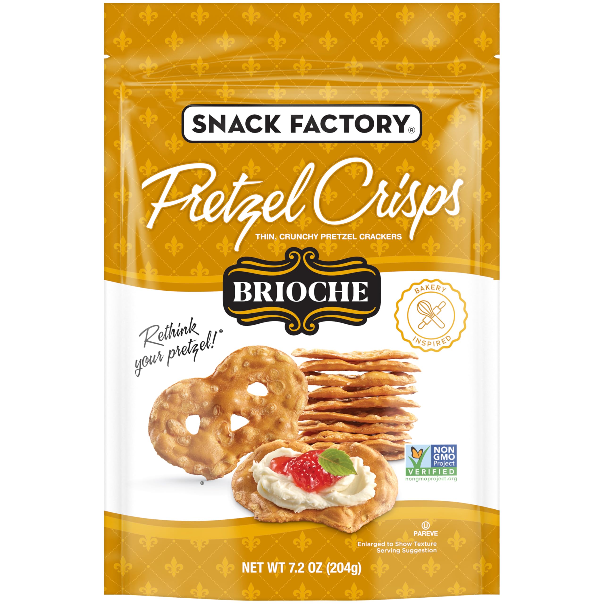 Snack Factory Pretzel Crisps Brioche Pretzel Crackers, 7.2 Oz Bag