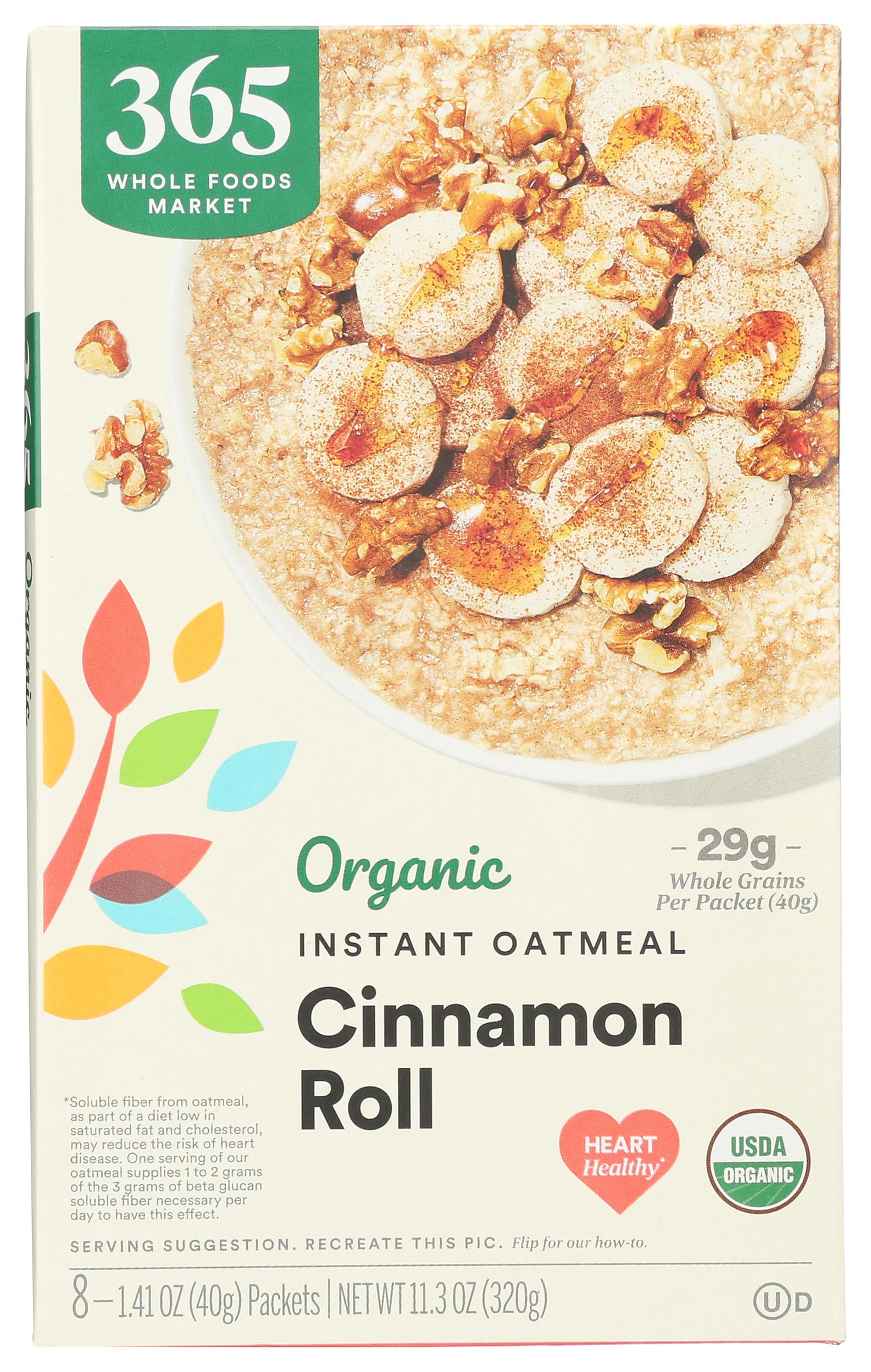 Organic Instant Oatmeal, Cinnamon Roll Flavor, 11.3 Ounce