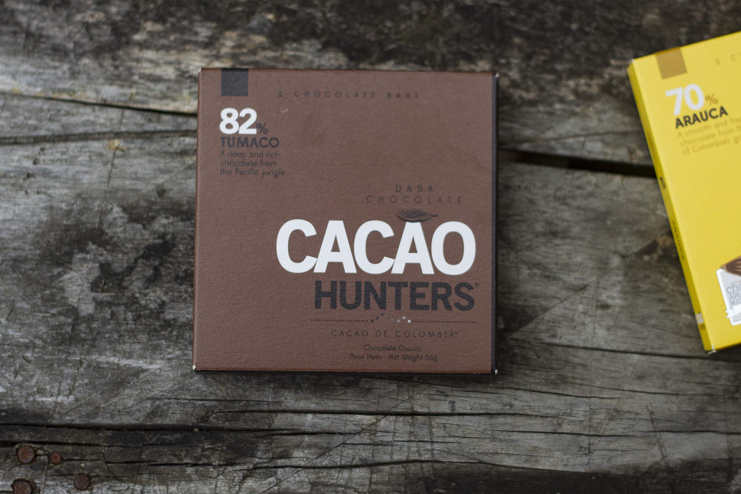 Cacao Hunters Diptico Tumaco 82% Chocolate Bar, 2 OZ