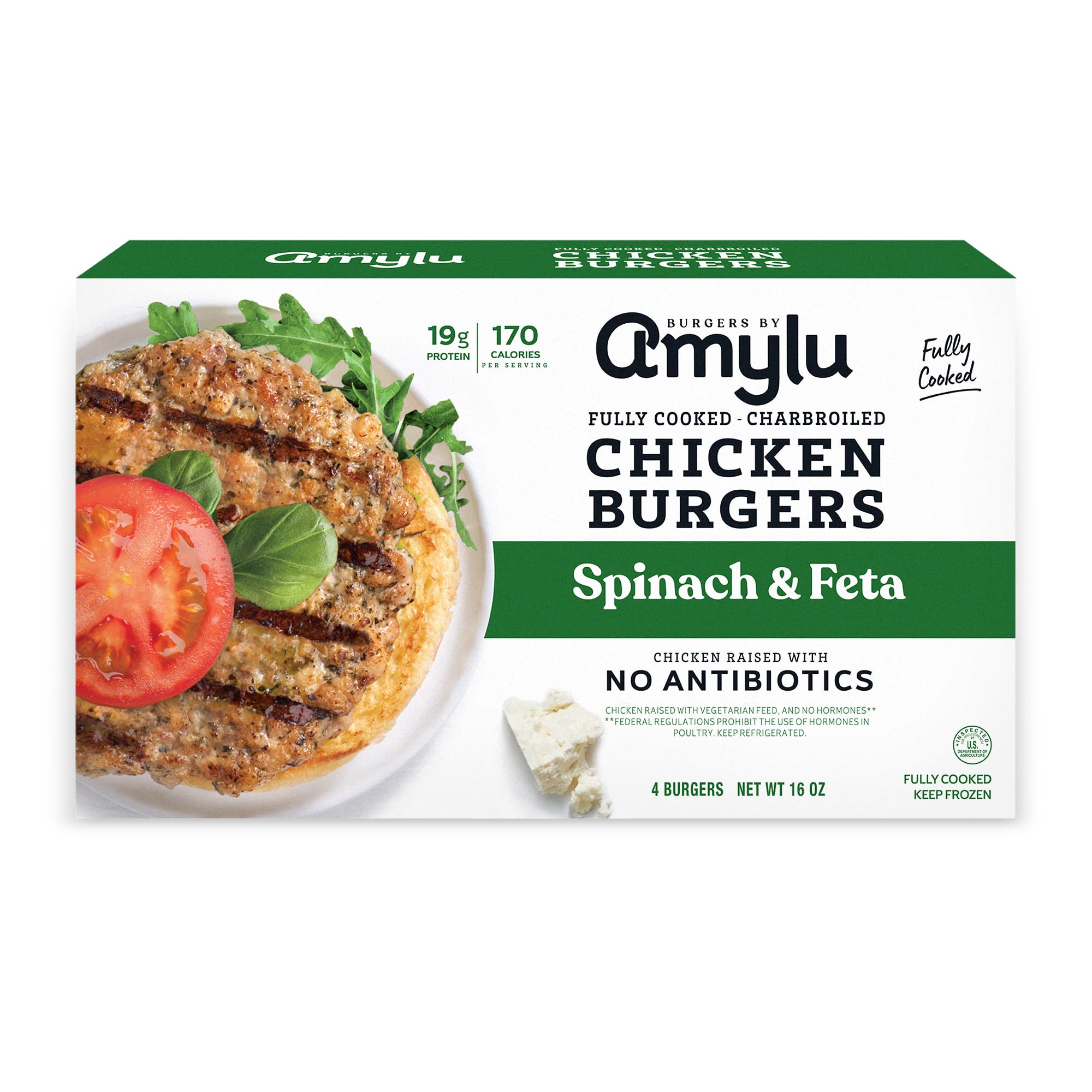 AmyLu Spinach & Feta Chicken Burgers, 16 OZ