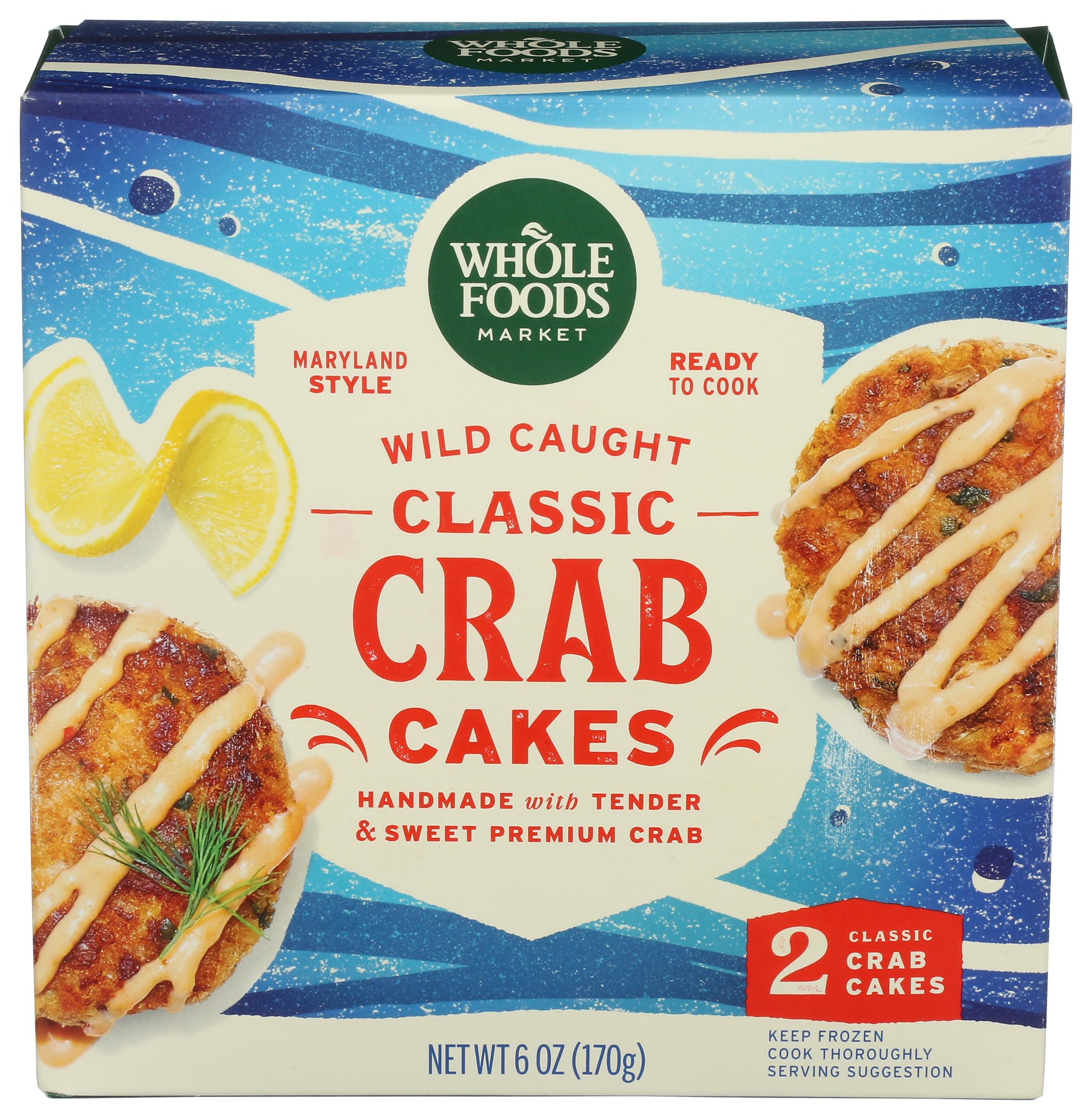Maryland Style Crab Cakes 2 Count, 6 oz (Frozen)